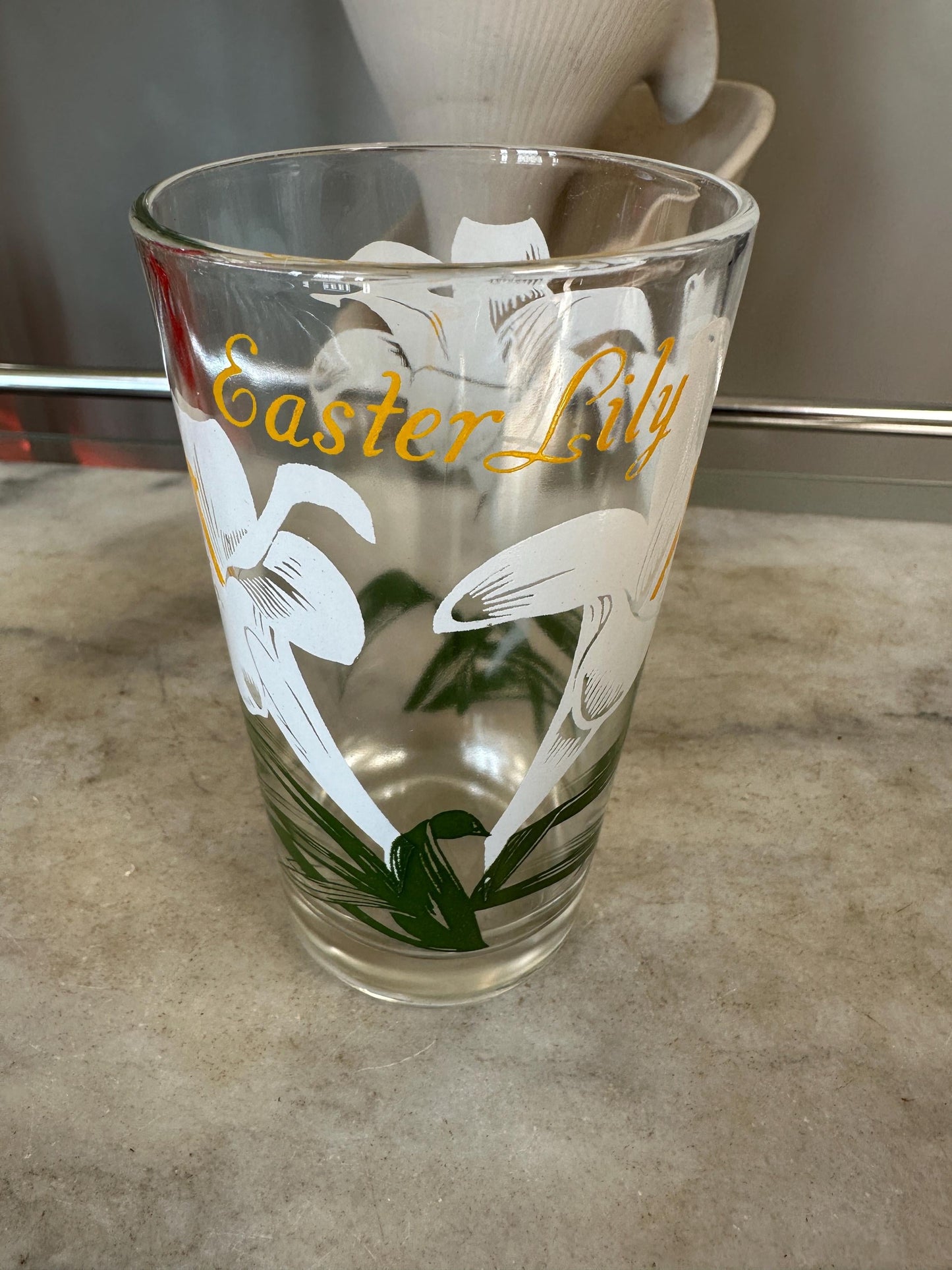 Vintage Boscul Floral Peanut Butter Glasses: Poinsettia & Easter Lily, Set of 2
