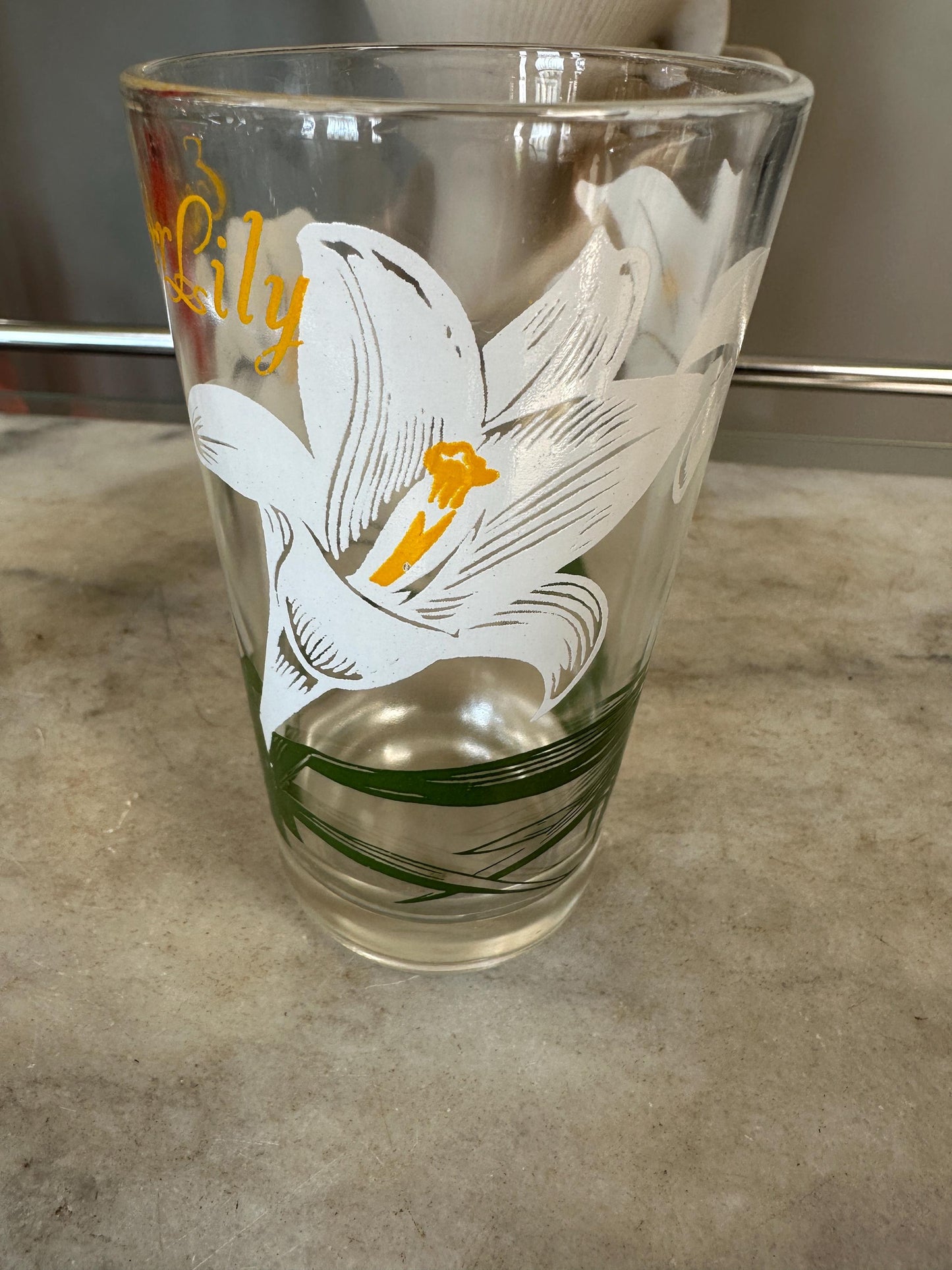 Vintage Boscul Floral Peanut Butter Glasses: Poinsettia & Easter Lily, Set of 2