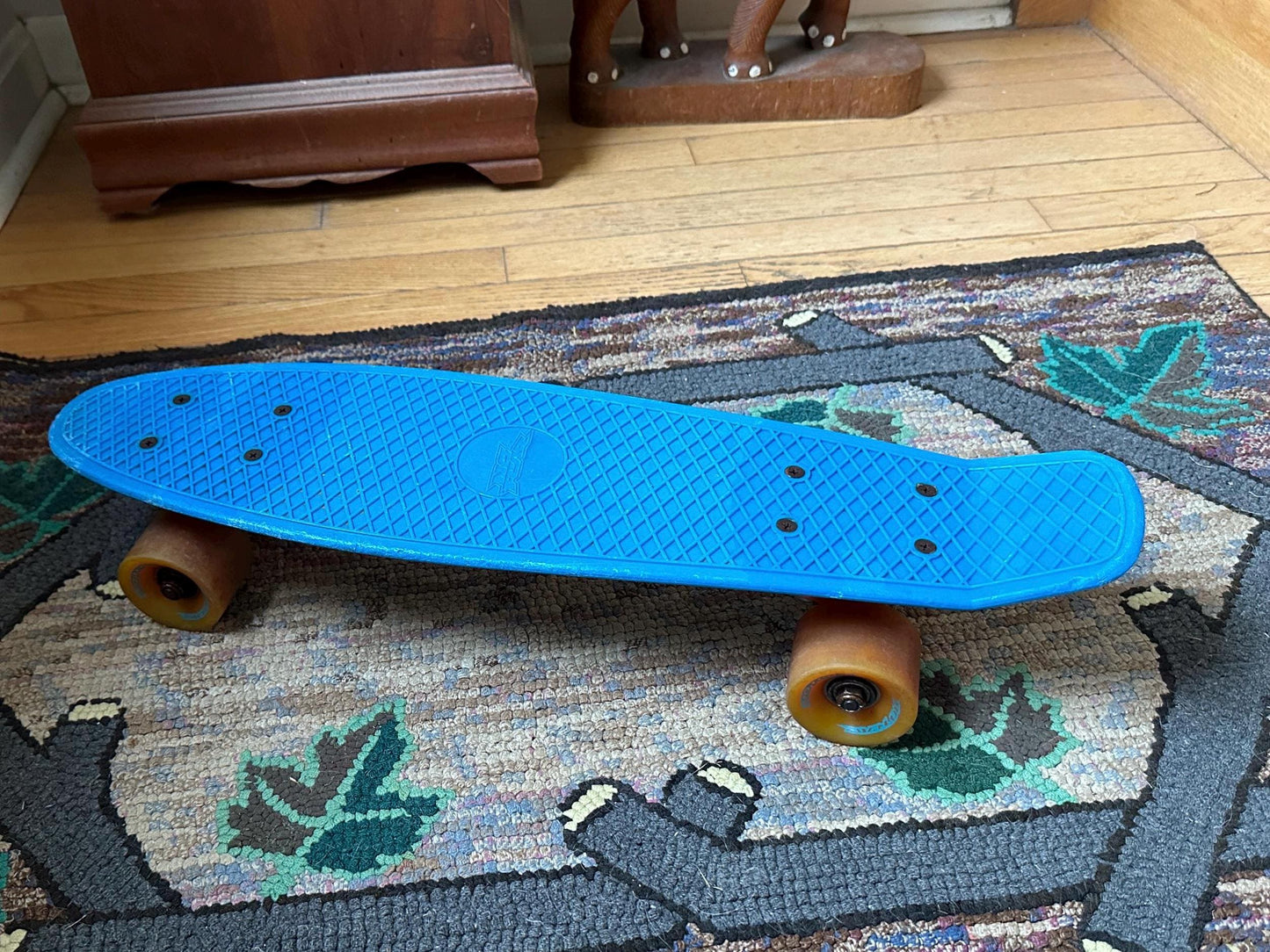 22” No Fear Penny Style Cruiser Skateboard Blue Deck Orange Wheels Orange Trucks