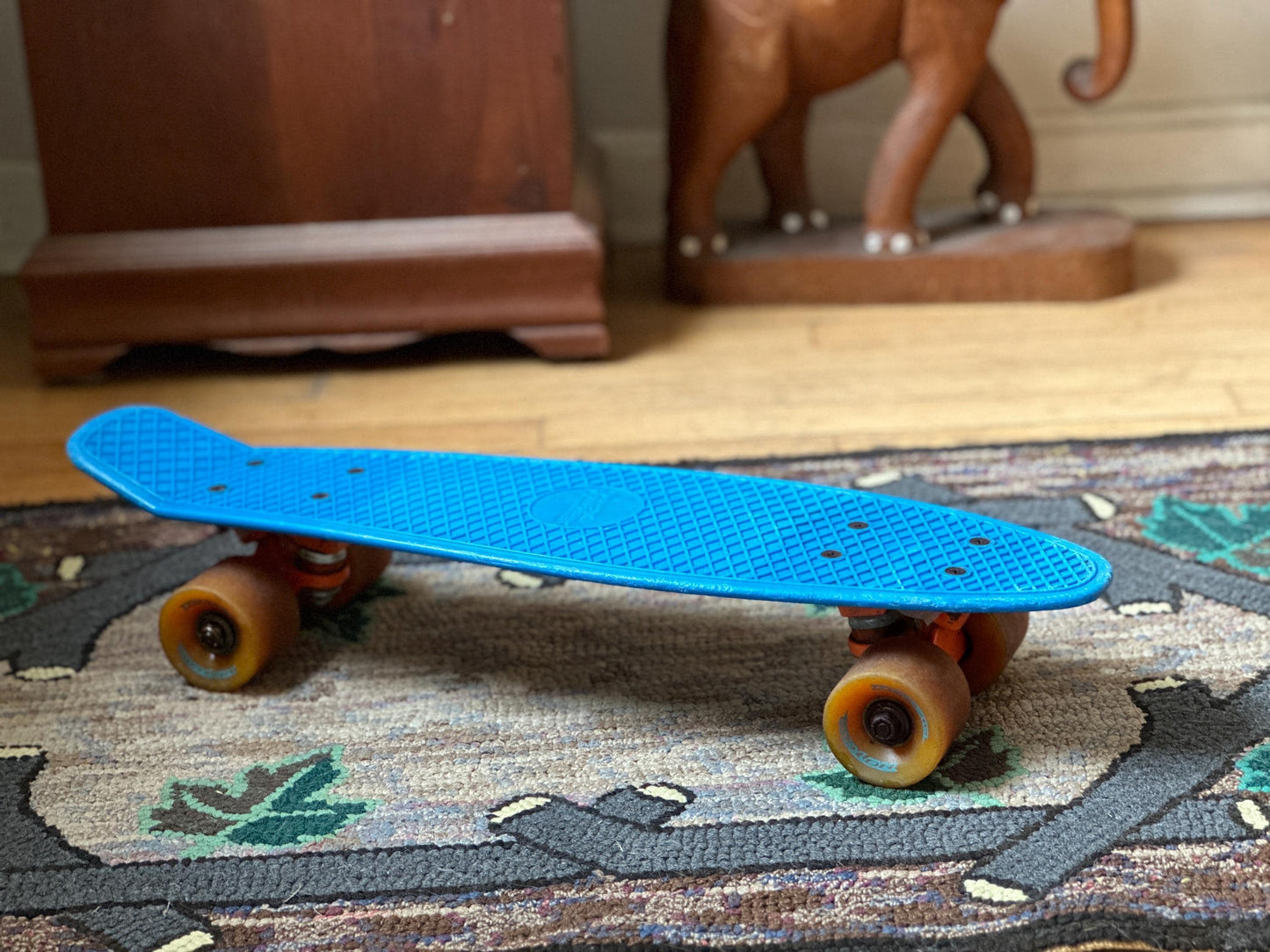 22” No Fear Penny Style Cruiser Skateboard Blue Deck Orange Wheels Orange Trucks