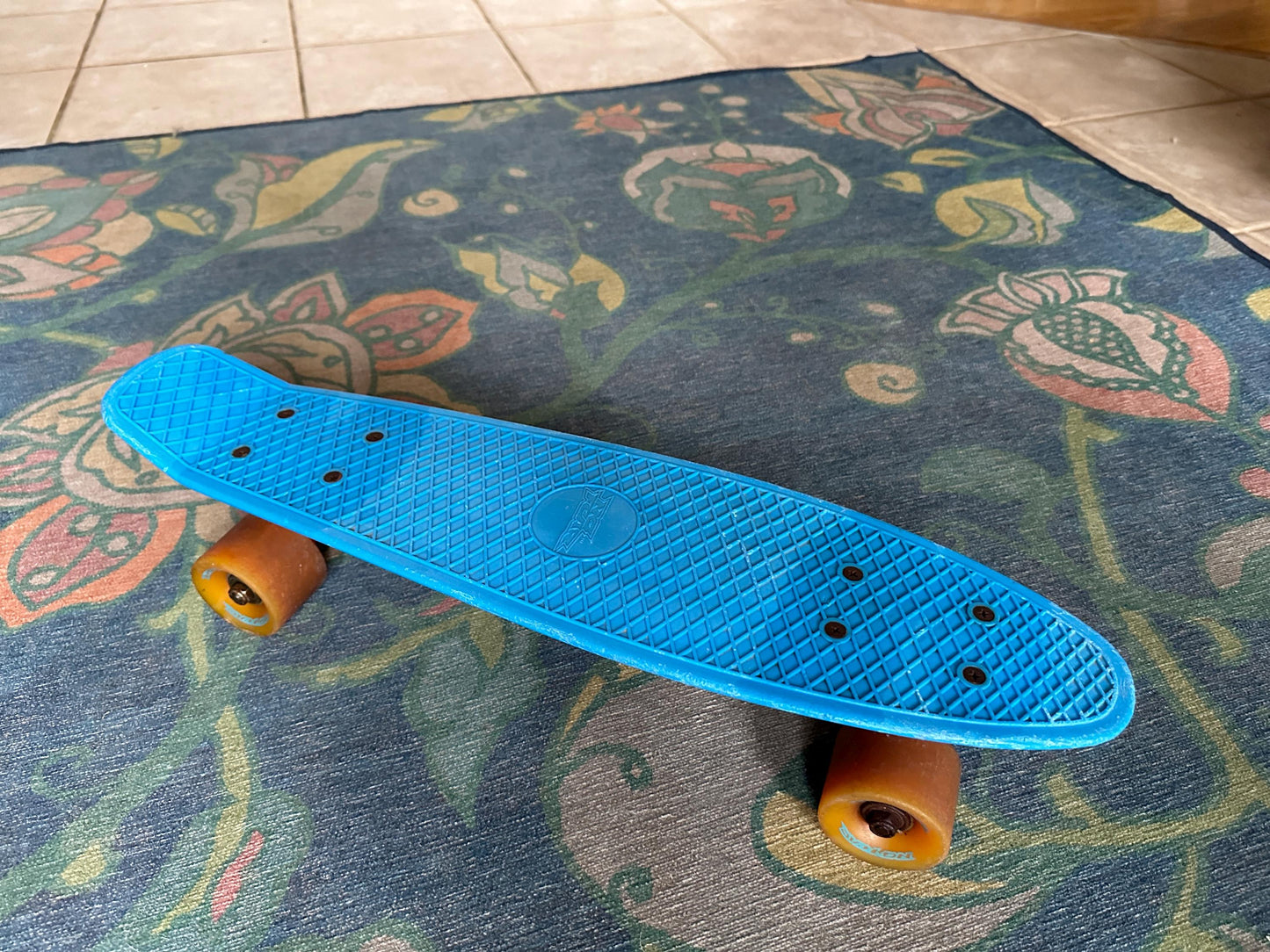 22” No Fear Penny Style Cruiser Skateboard Blue Deck Orange Wheels Orange Trucks