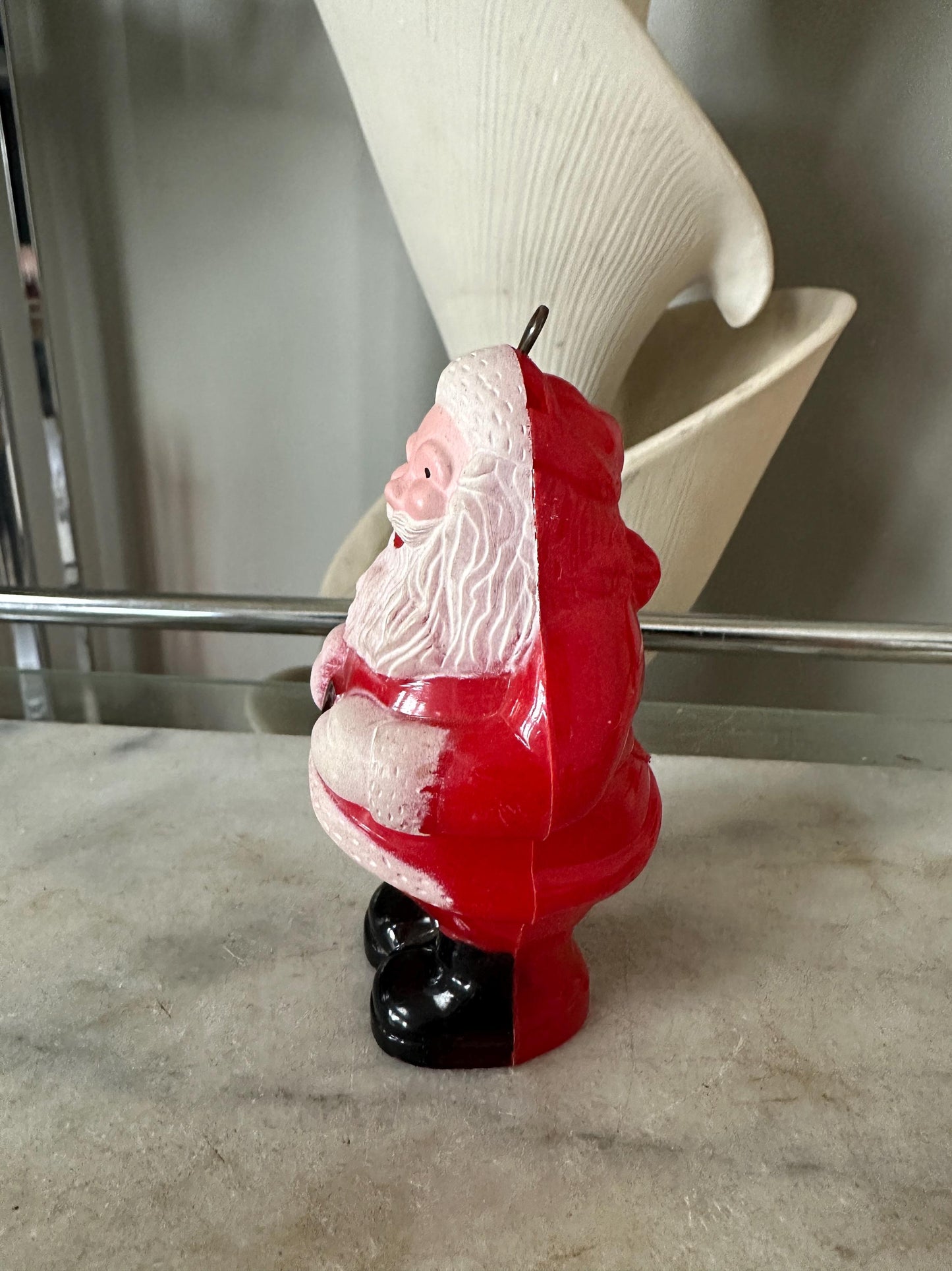 Vintage 1950s Celluloid Santa Claus Christmas Ornament Bulb Cover