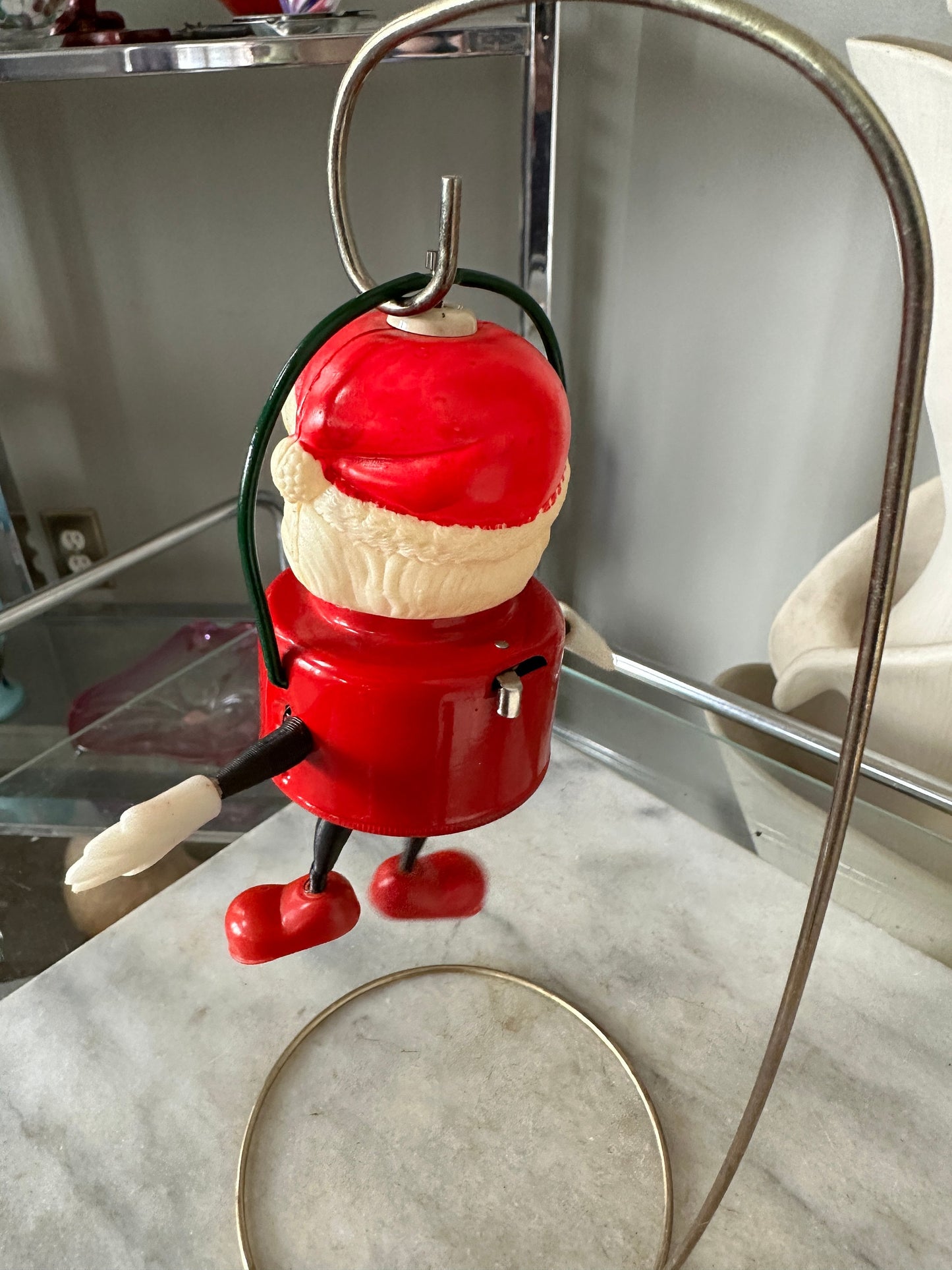Vintage Christmas Dancing Santa Lantern Battery Operated Toy Lamp, Made by Marbo