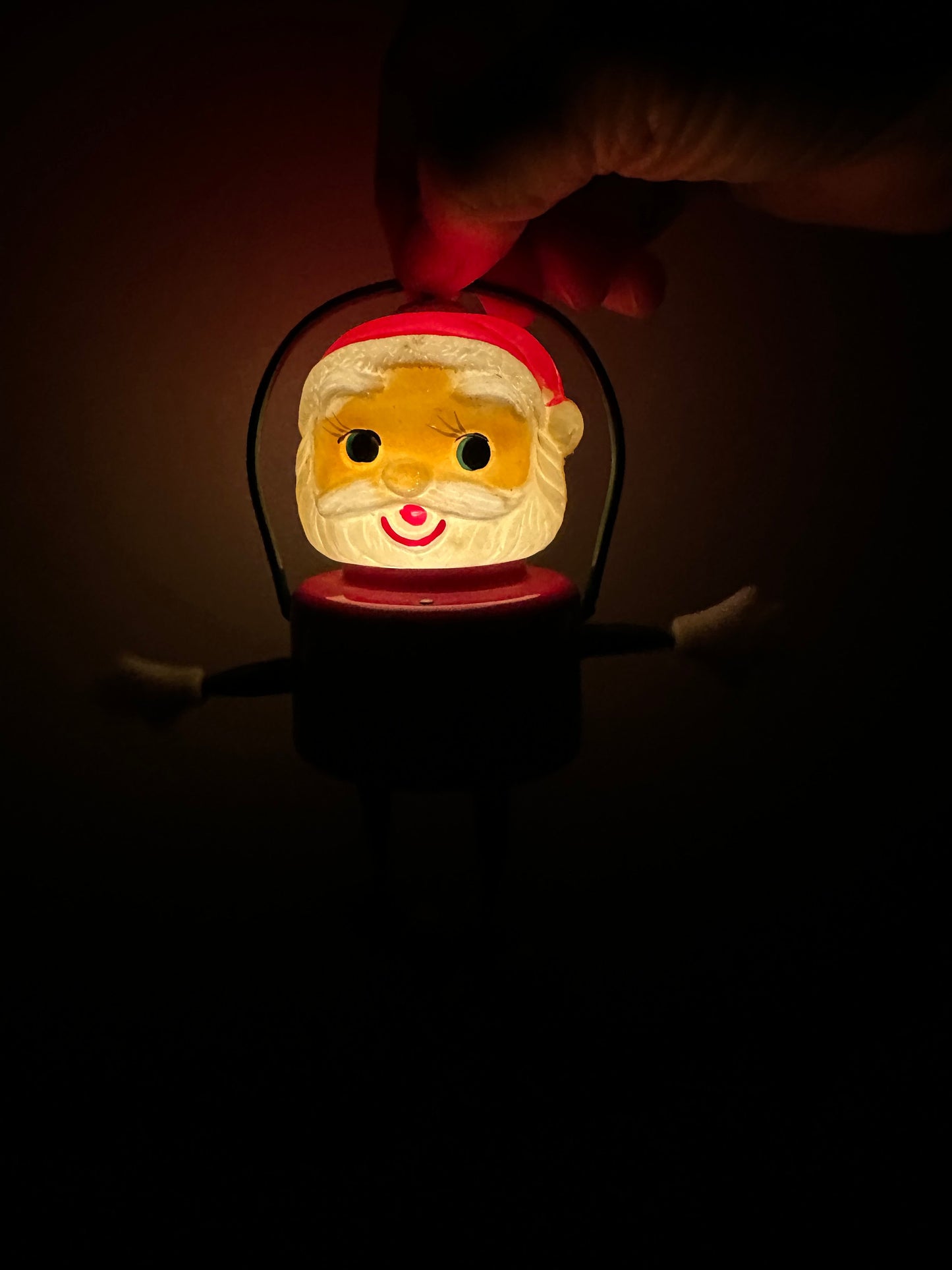 Vintage Christmas Dancing Santa Lantern Battery Operated Toy Lamp, Made by Marbo