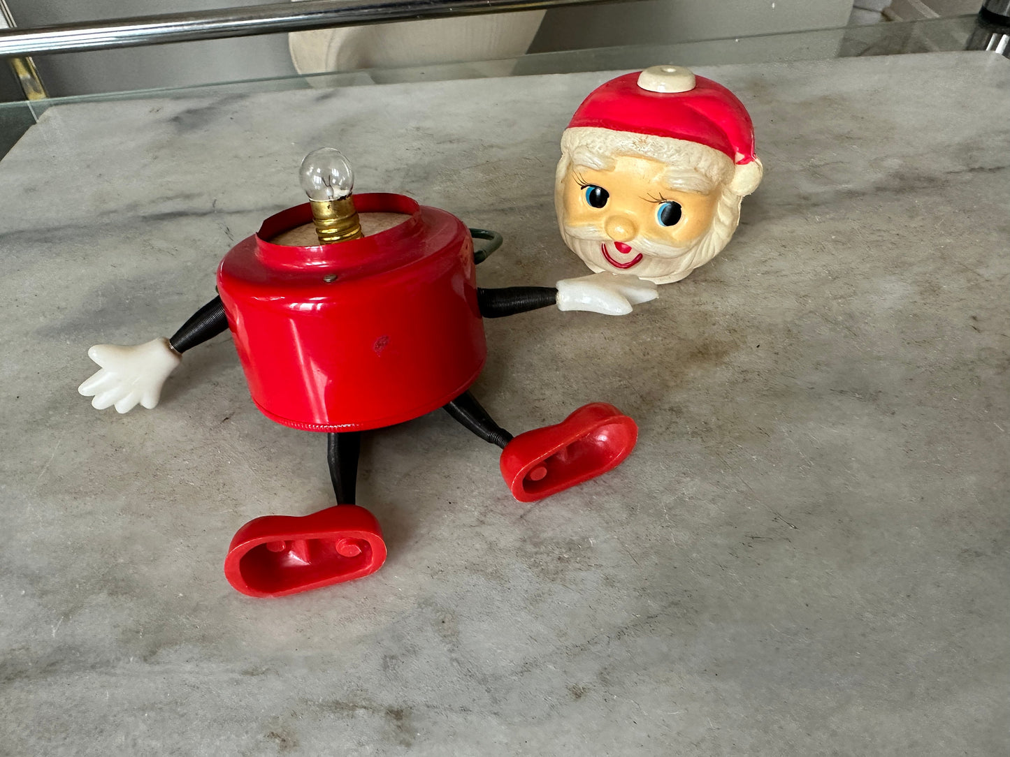 Vintage Christmas Dancing Santa Lantern Battery Operated Toy Lamp, Made by Marbo