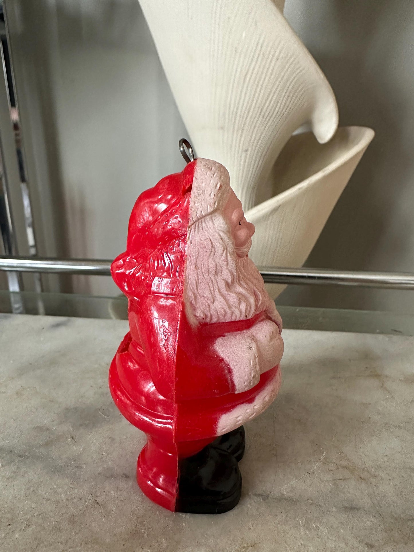 Vintage 1950s Celluloid Santa Claus Christmas Ornament Bulb Cover