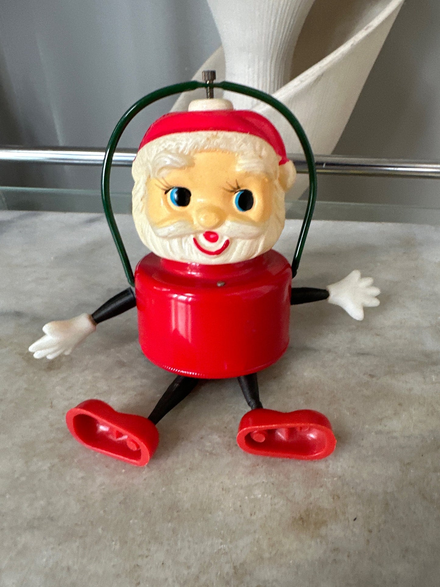Vintage Christmas Dancing Santa Lantern Battery Operated Toy Lamp, Made by Marbo