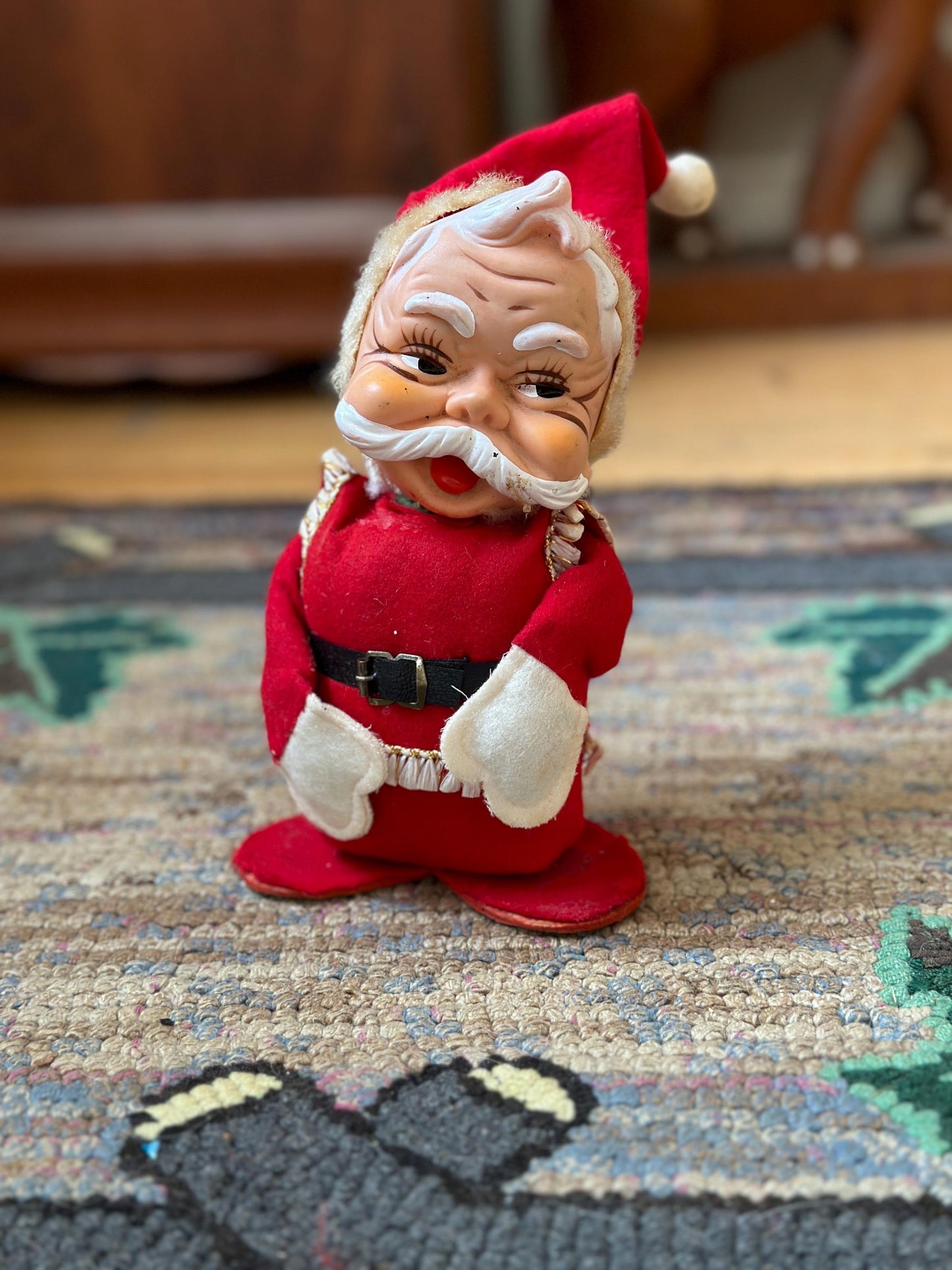 Vintage 8" Santa Claus with Rubber Face and Adjustable Arms Made in Japan