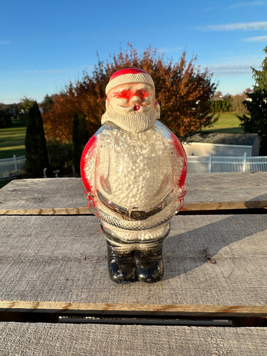 Vintage JH Millstein Santa Claus Glass Candy Bottle - 1950s Christmas Decoration