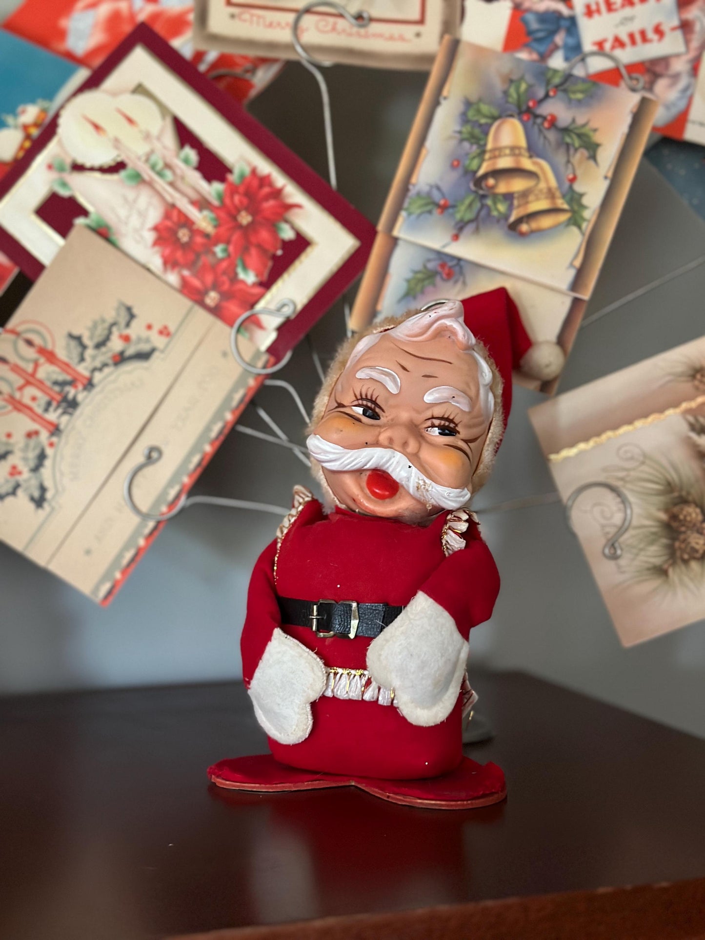 Vintage 8" Santa Claus with Rubber Face and Adjustable Arms Made in Japan