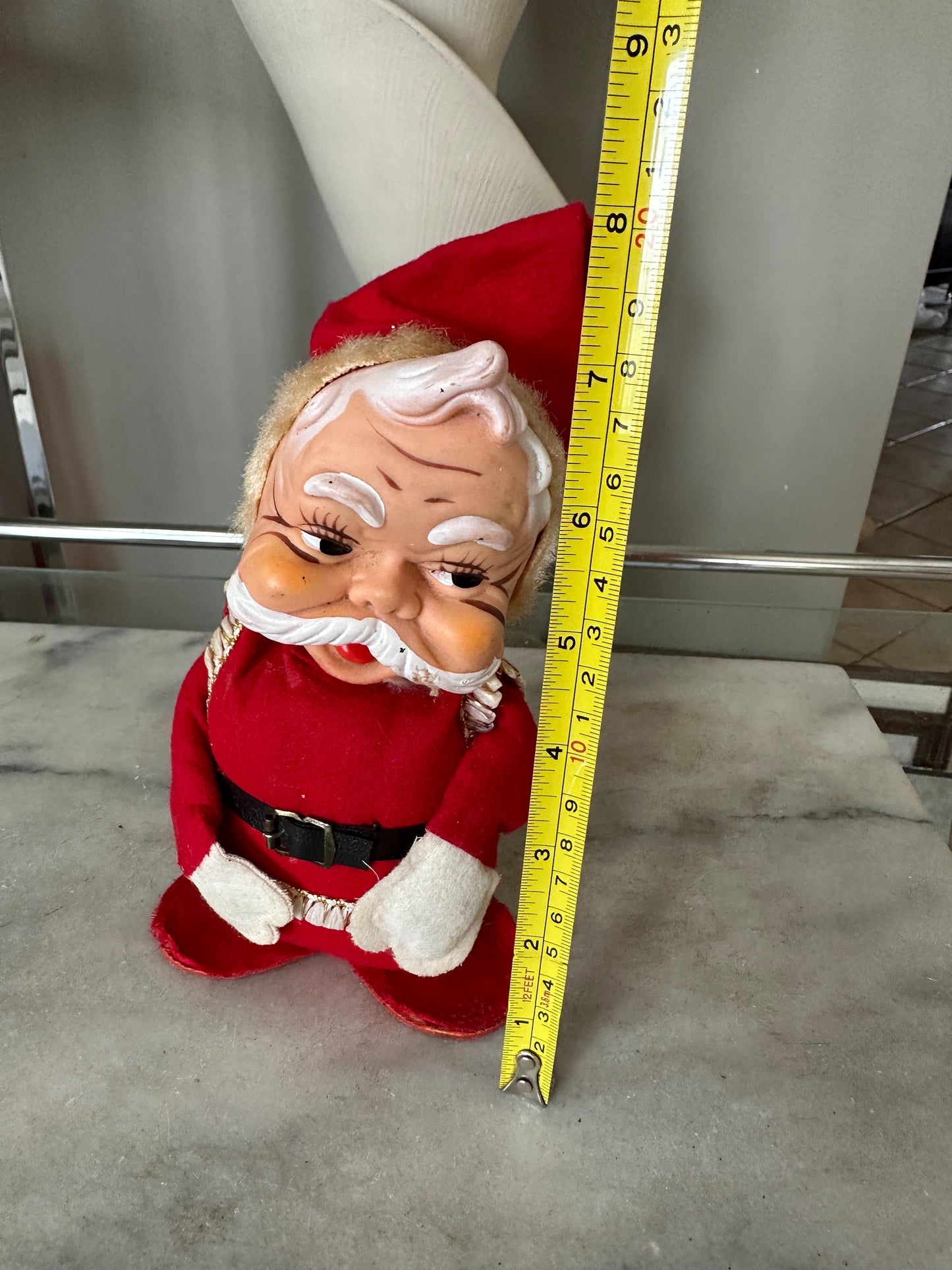 Vintage 8" Santa Claus with Rubber Face and Adjustable Arms Made in Japan