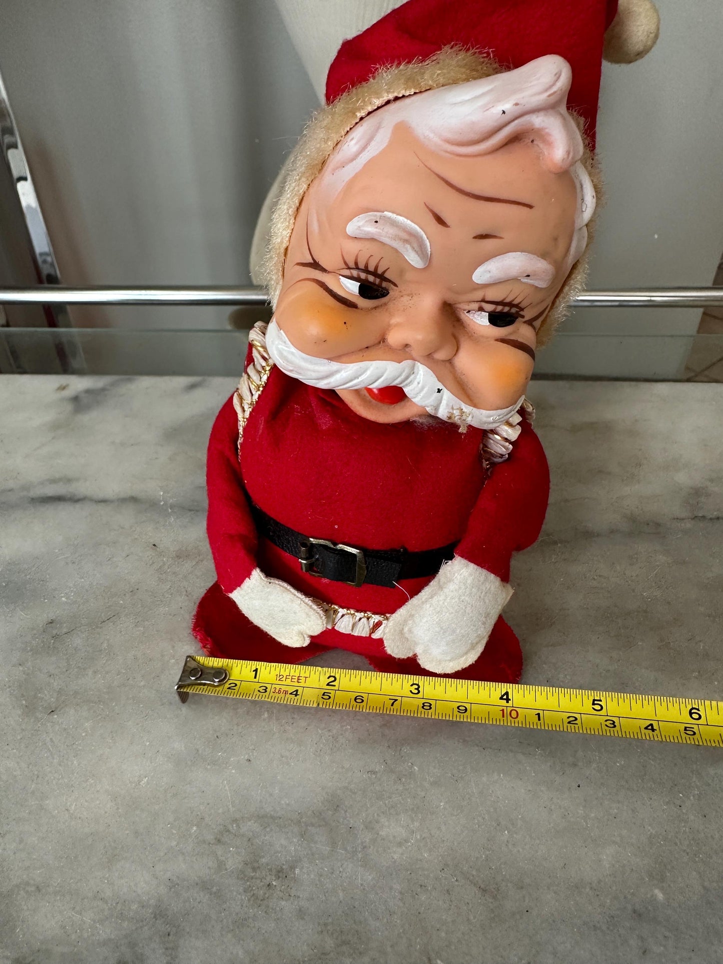 Vintage 8" Santa Claus with Rubber Face and Adjustable Arms Made in Japan