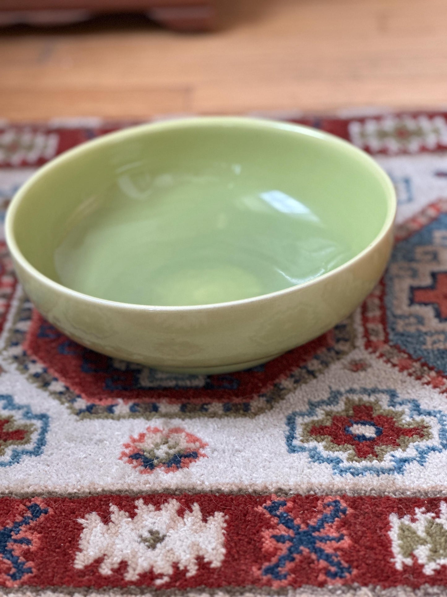 MCM Lime Green USA Pottery Pedestal Succulent Bowl Planter – 10” x 3.5”