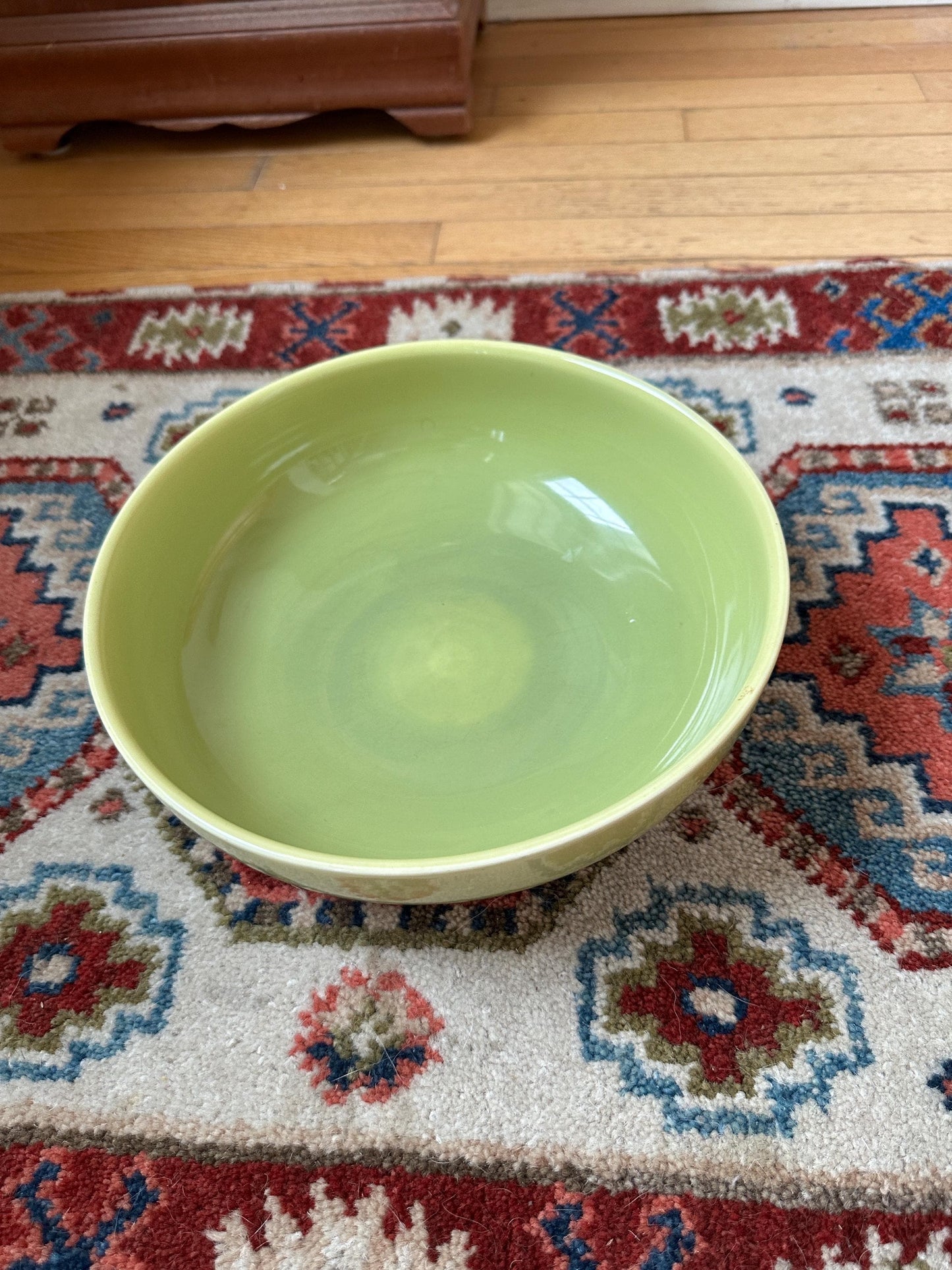 MCM Lime Green USA Pottery Pedestal Succulent Bowl Planter – 10” x 3.5”