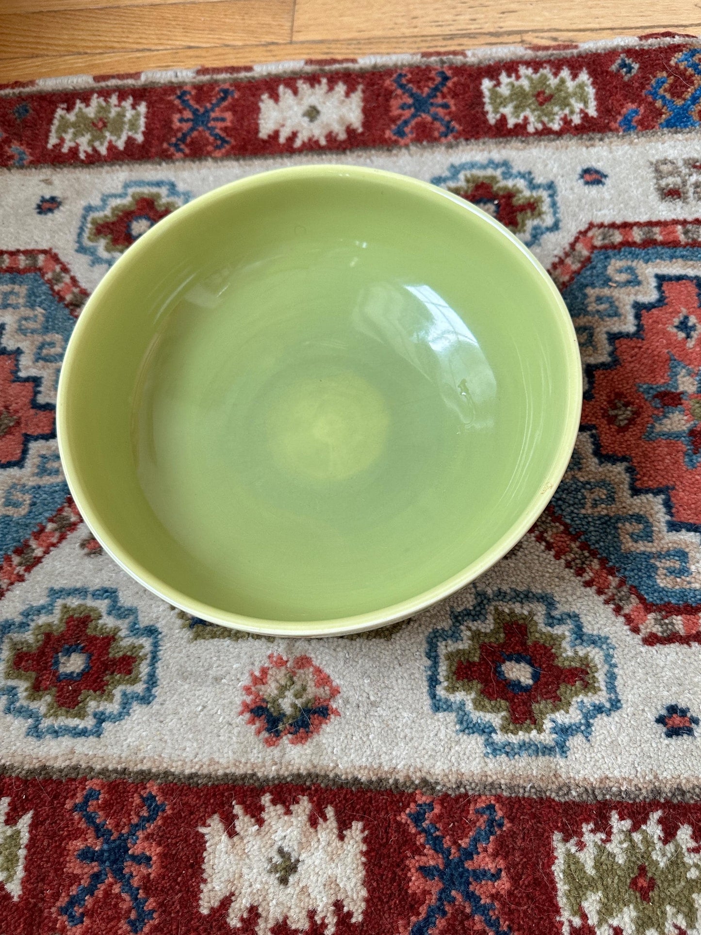 MCM Lime Green USA Pottery Pedestal Succulent Bowl Planter – 10” x 3.5”