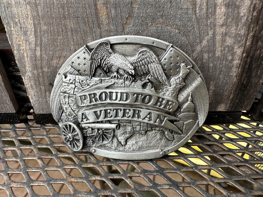 1983 VTG Proud To Be A Veteran Bergamot Brass Works Belt Buckle