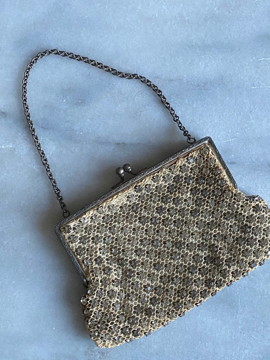 1940s Small Rhinestone Evening Bag Purse