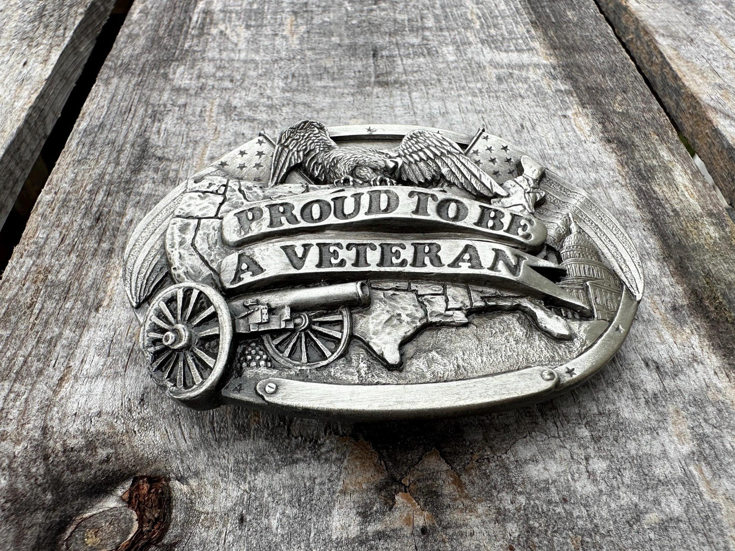 1983 VTG Proud To Be A Veteran Bergamot Brass Works Belt Buckle