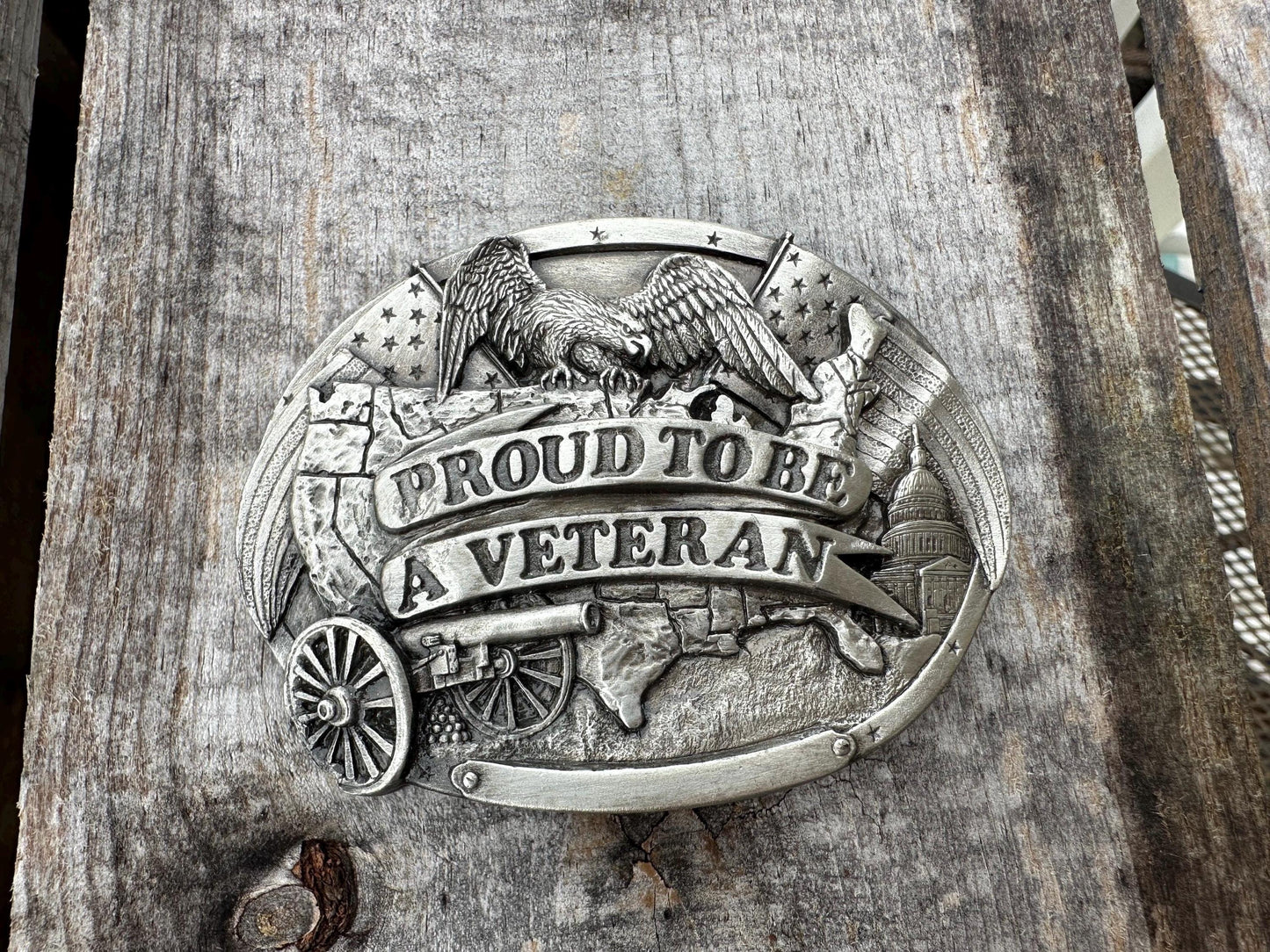 1983 VTG Proud To Be A Veteran Bergamot Brass Works Belt Buckle