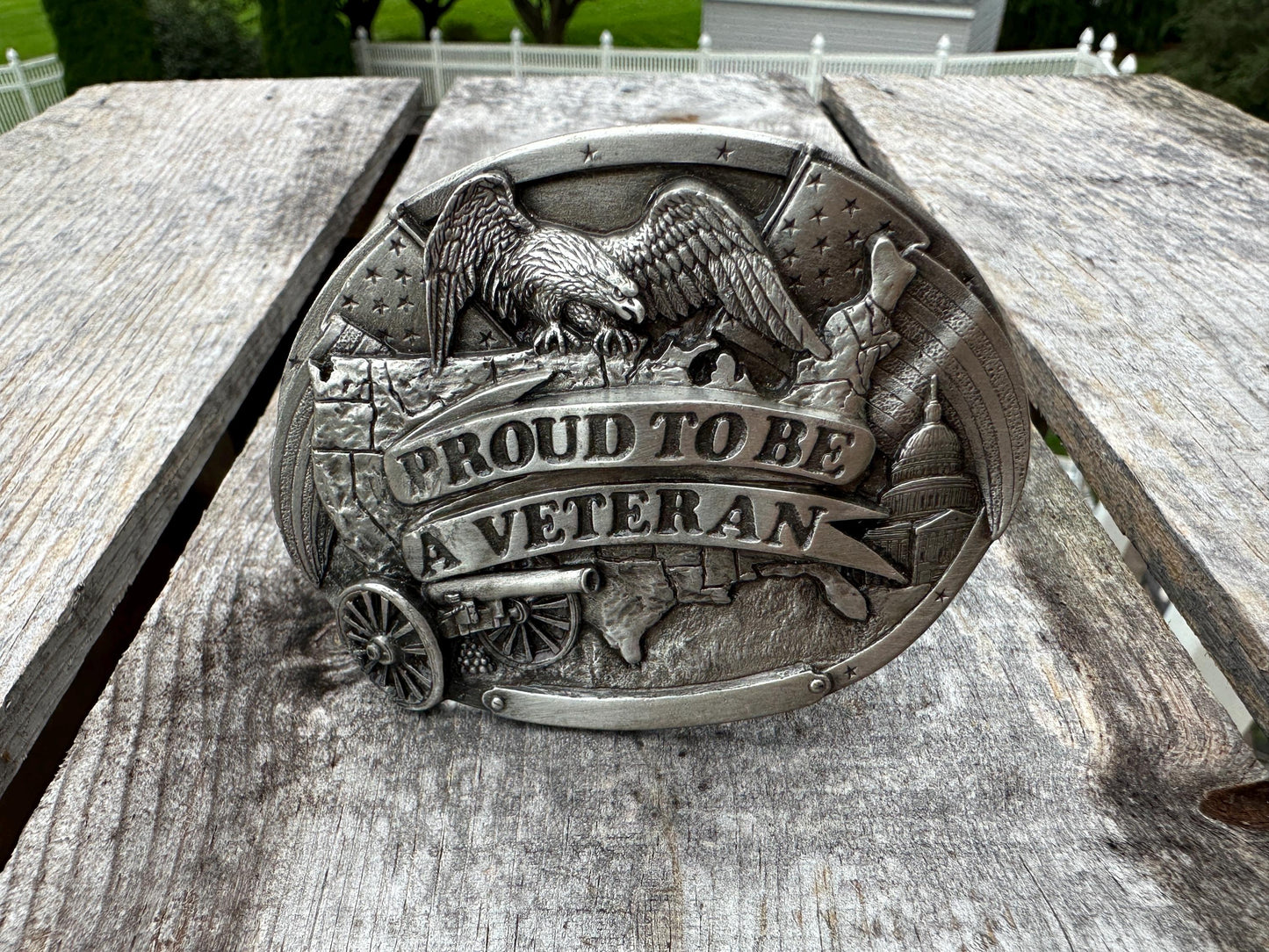 1983 VTG Proud To Be A Veteran Bergamot Brass Works Belt Buckle