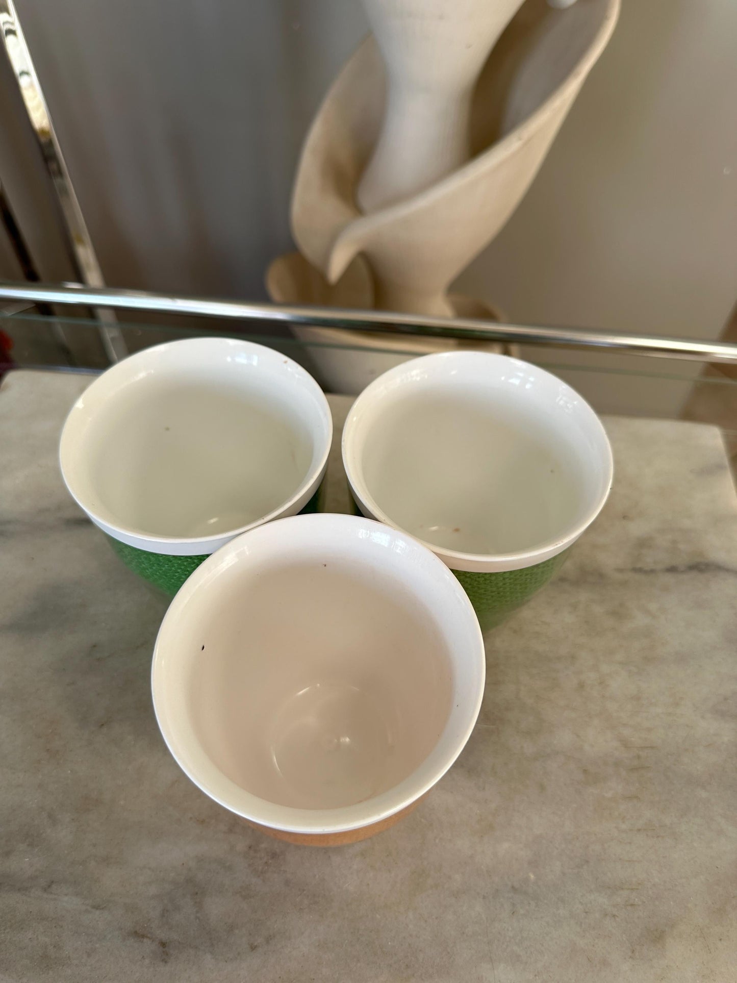 Vintage Burlap Raffia-ware Melmac Plastic Glasses Beverage Barware - Set of 3