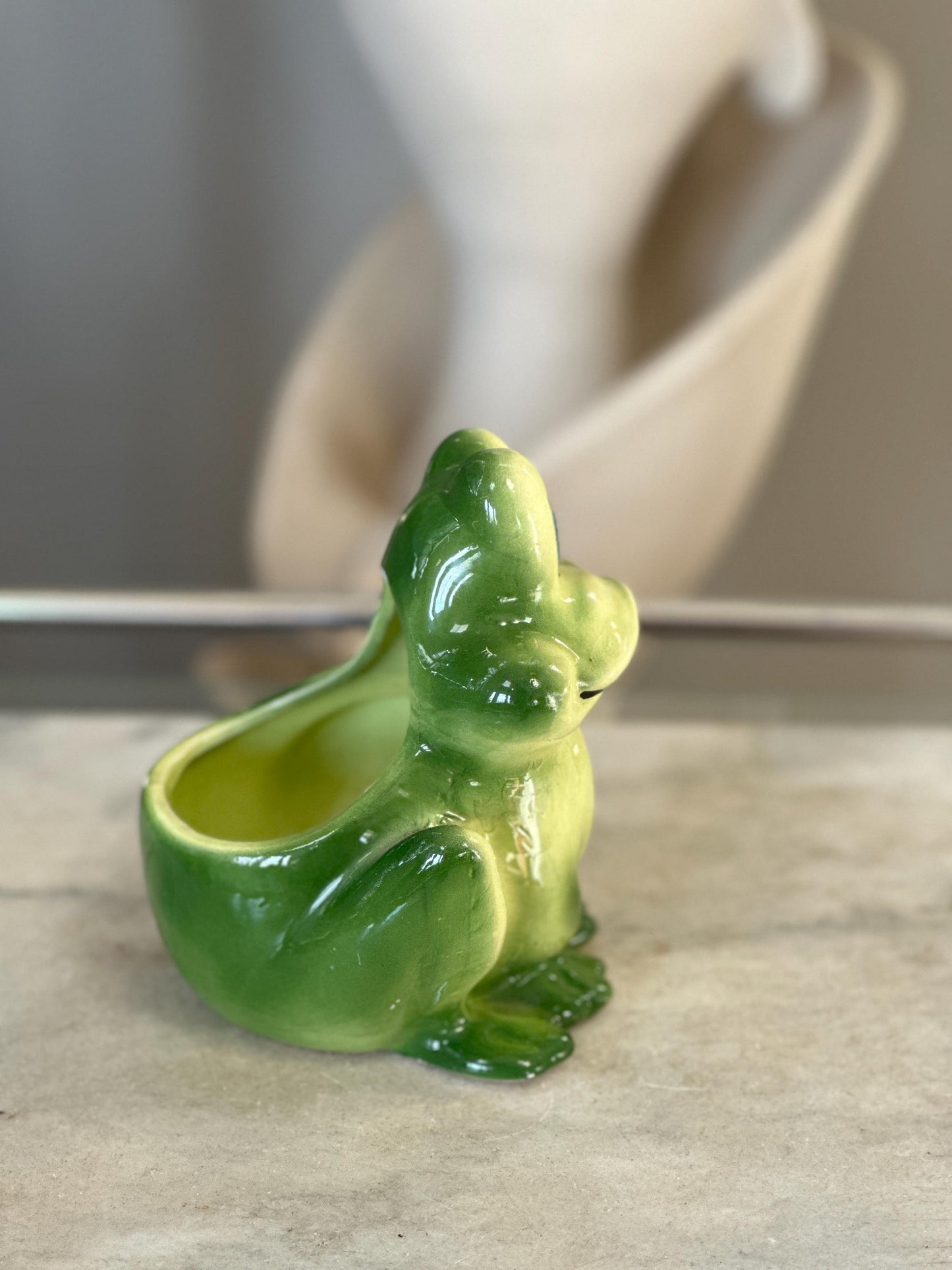 Vintage Nancy Pew Frog Planter – Mid Century Ceramic – Made in Taiwan – T4279 – Big Eyes