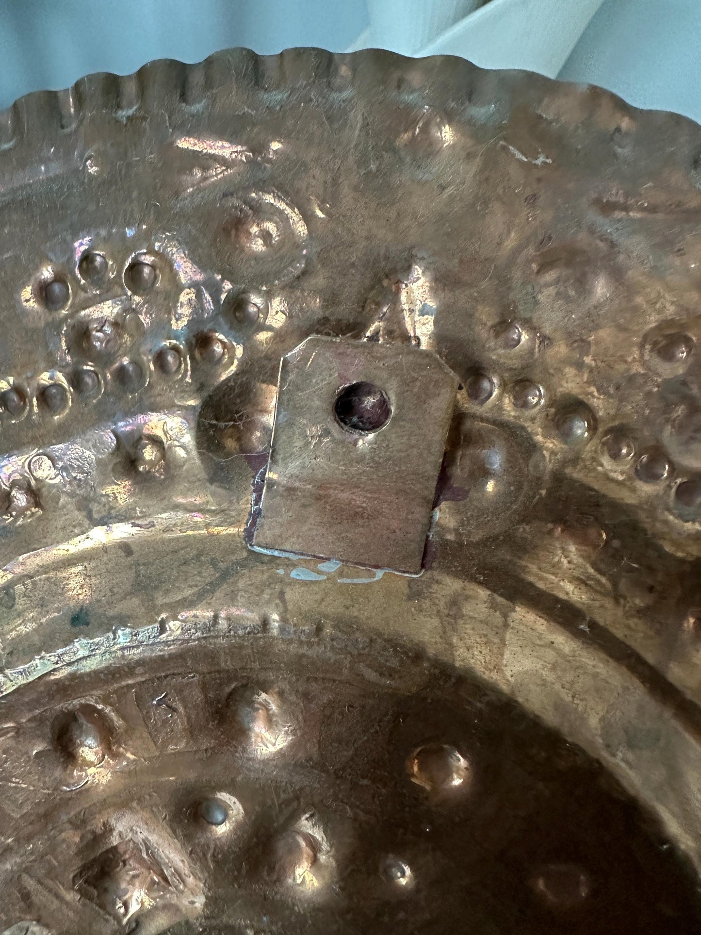 Vintage Embossed Copper Aztec Calendar Wall Plate | MCM Mexican Art