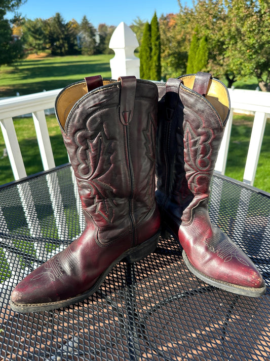 Vintage Sierra Men’s Brown Stitched Leather Cowboy Western Boots Size 10.5 EE| Made in USA | P7474126