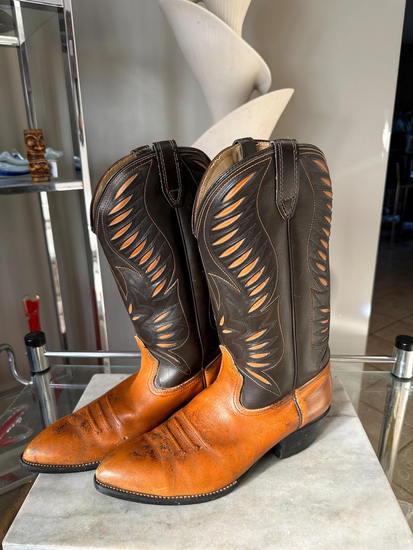 Vintage USA Made Man Made Material Style 43205 Cowboy Boots | Size 11