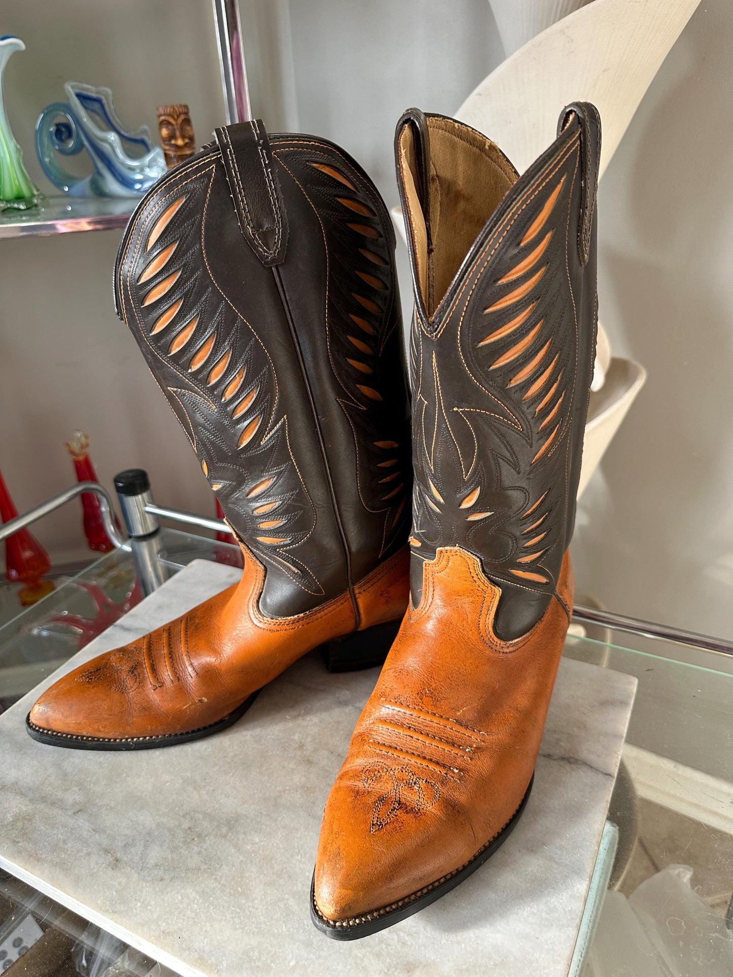 Vintage USA Made Man Made Material Style 43205 Cowboy Boots | Size 11