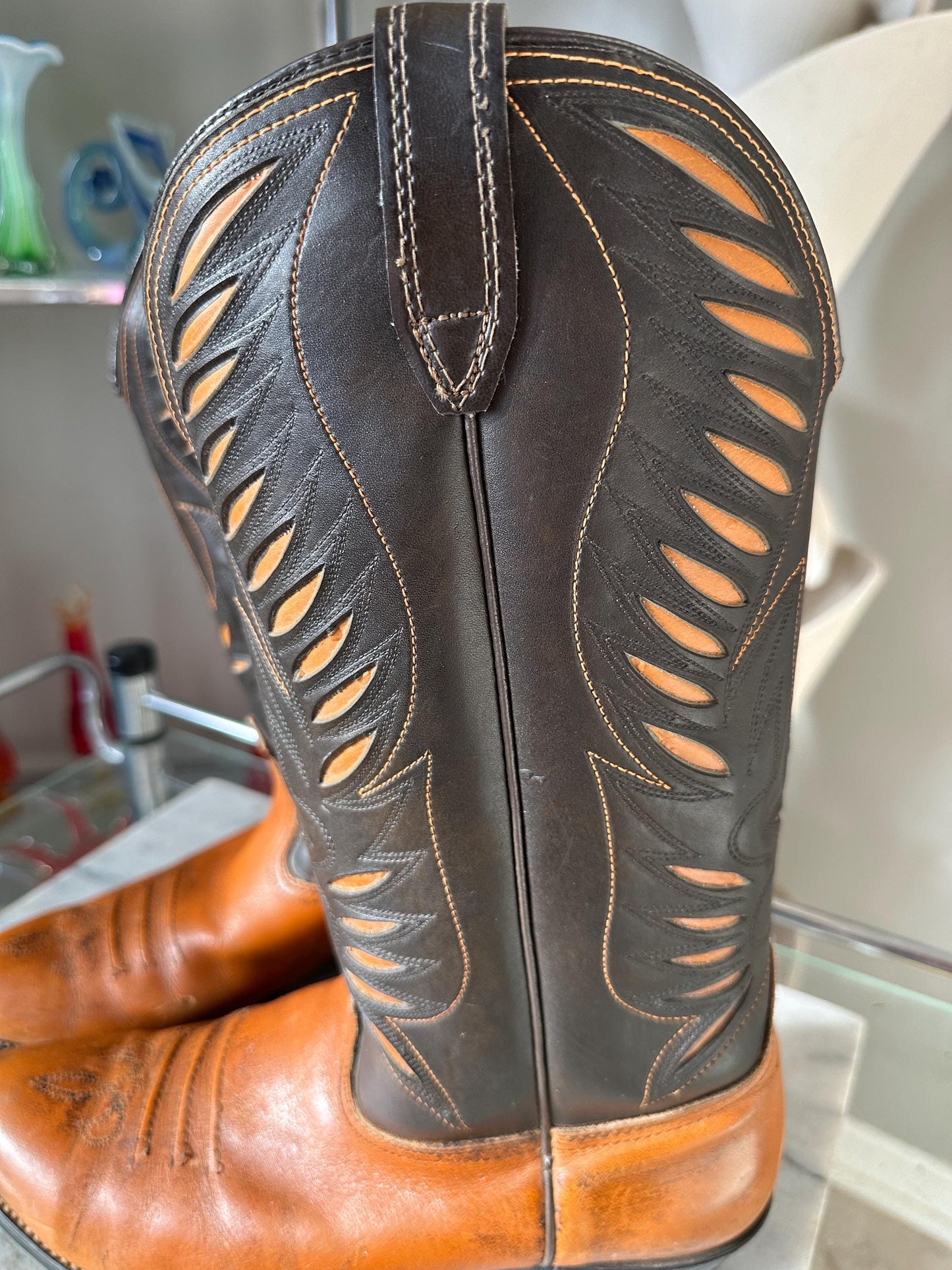 Vintage USA Made Man Made Material Style 43205 Cowboy Boots | Size 11