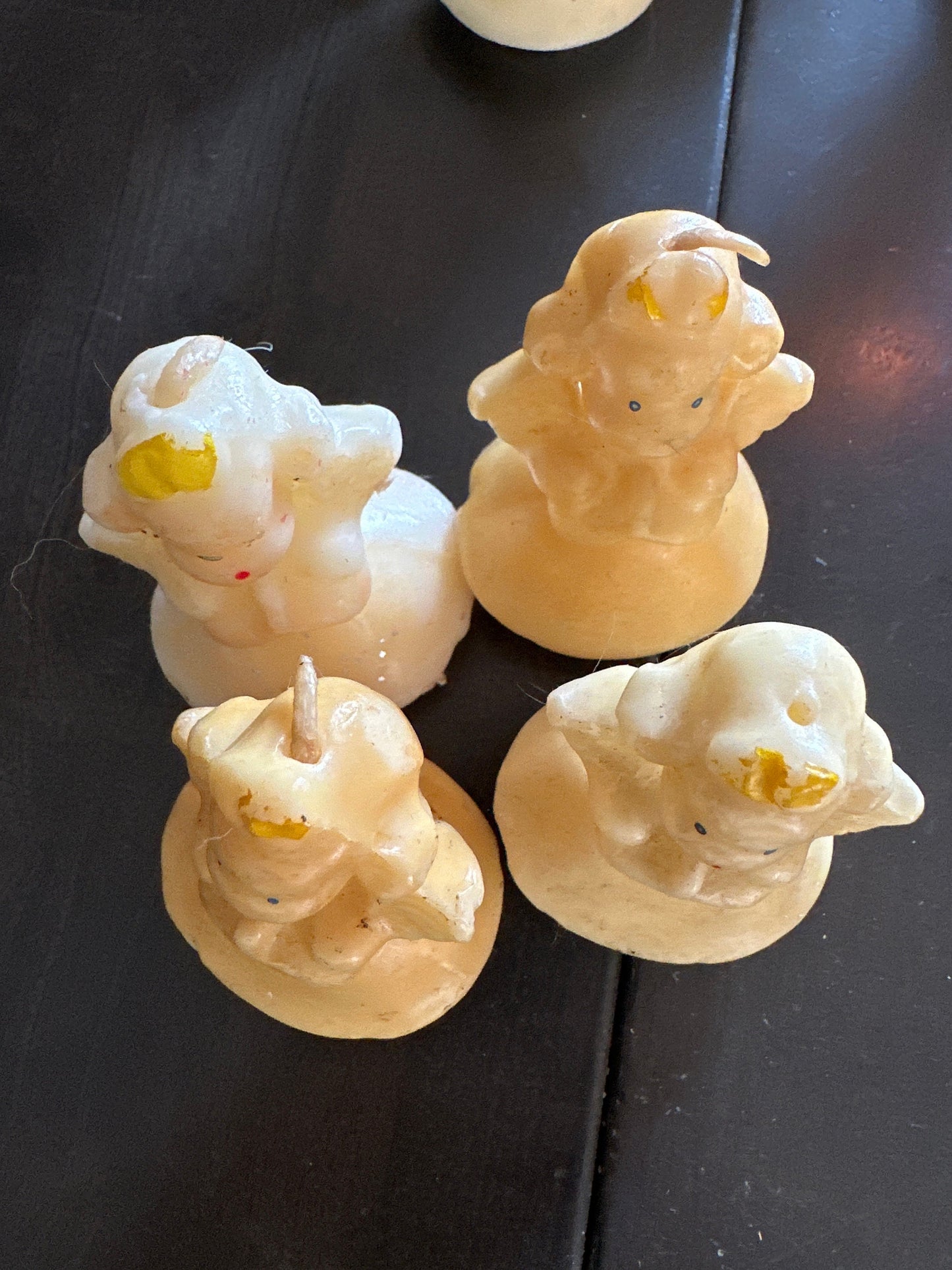 Set of 4 Vintage Gurley Angel Christmas Candles, Kitsch 1950s Wax Figurines