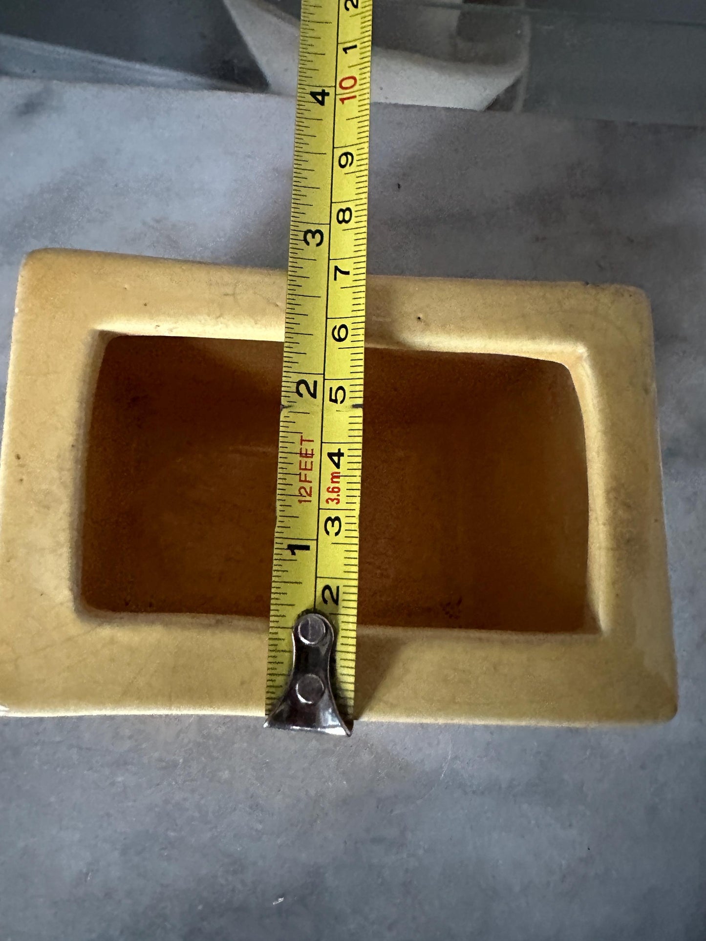 Vintage Covina Valif Pottery Planter: Yellow Brown Ombré Drip Glaze