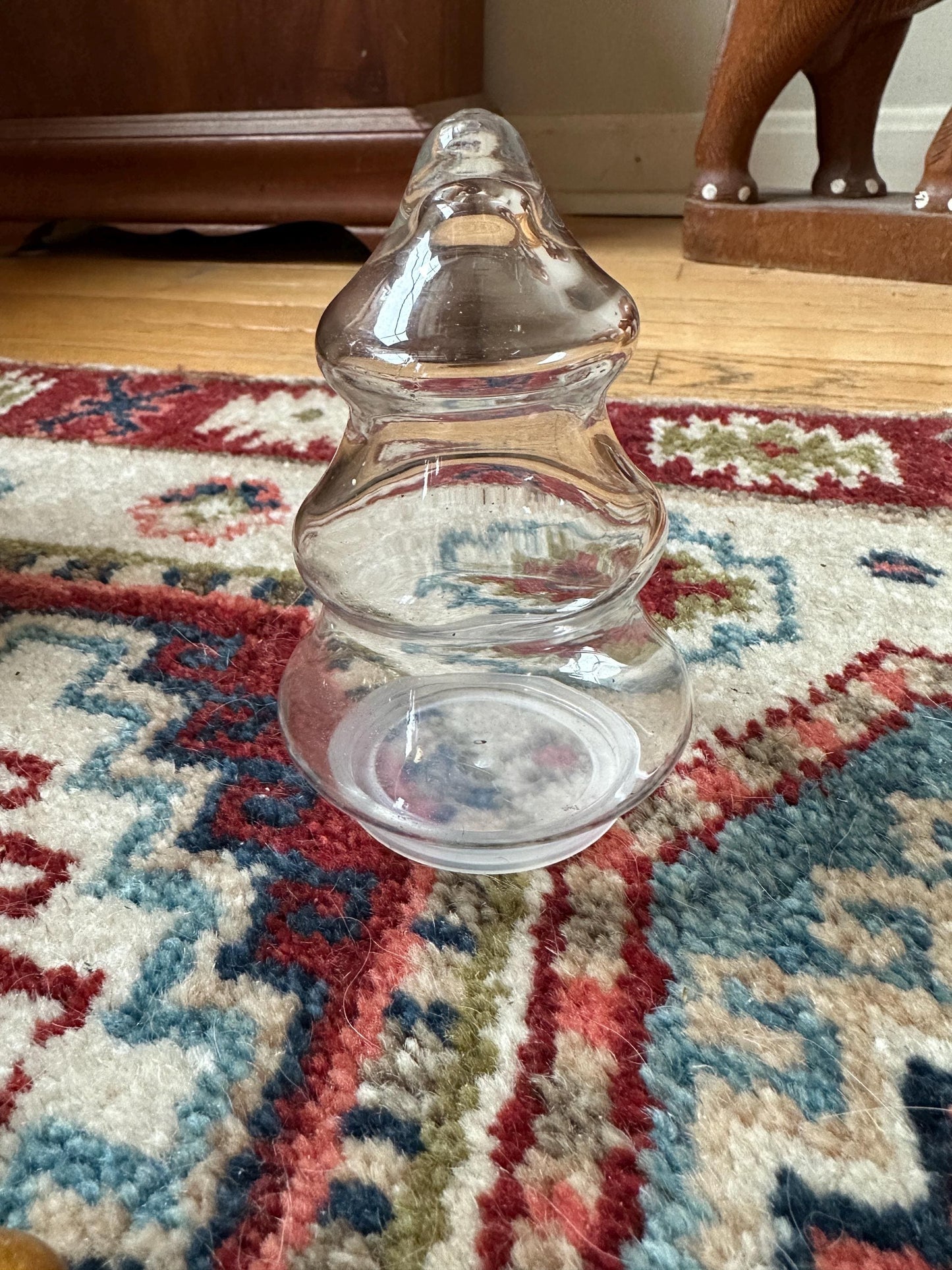 Small Glass Christmas Tree Jar w Mini Mercury Glass Ornaments Christmas Decor, Candy Dish, candy jar, Anchor Hocking, Mantel decor