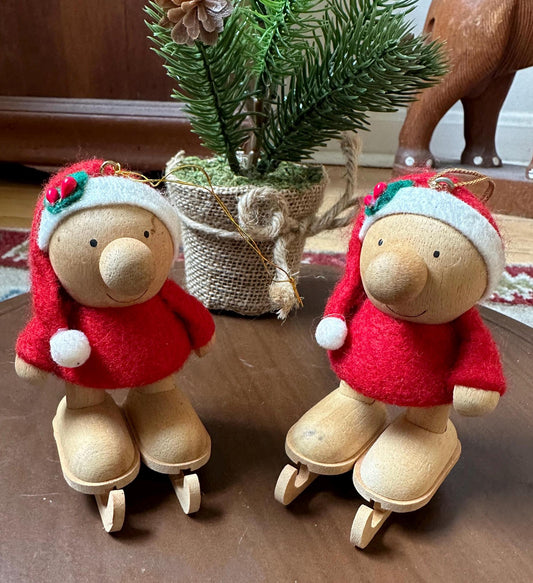 1986 AGC Wood Ziggy Christmas Ornamenta - Set of Two