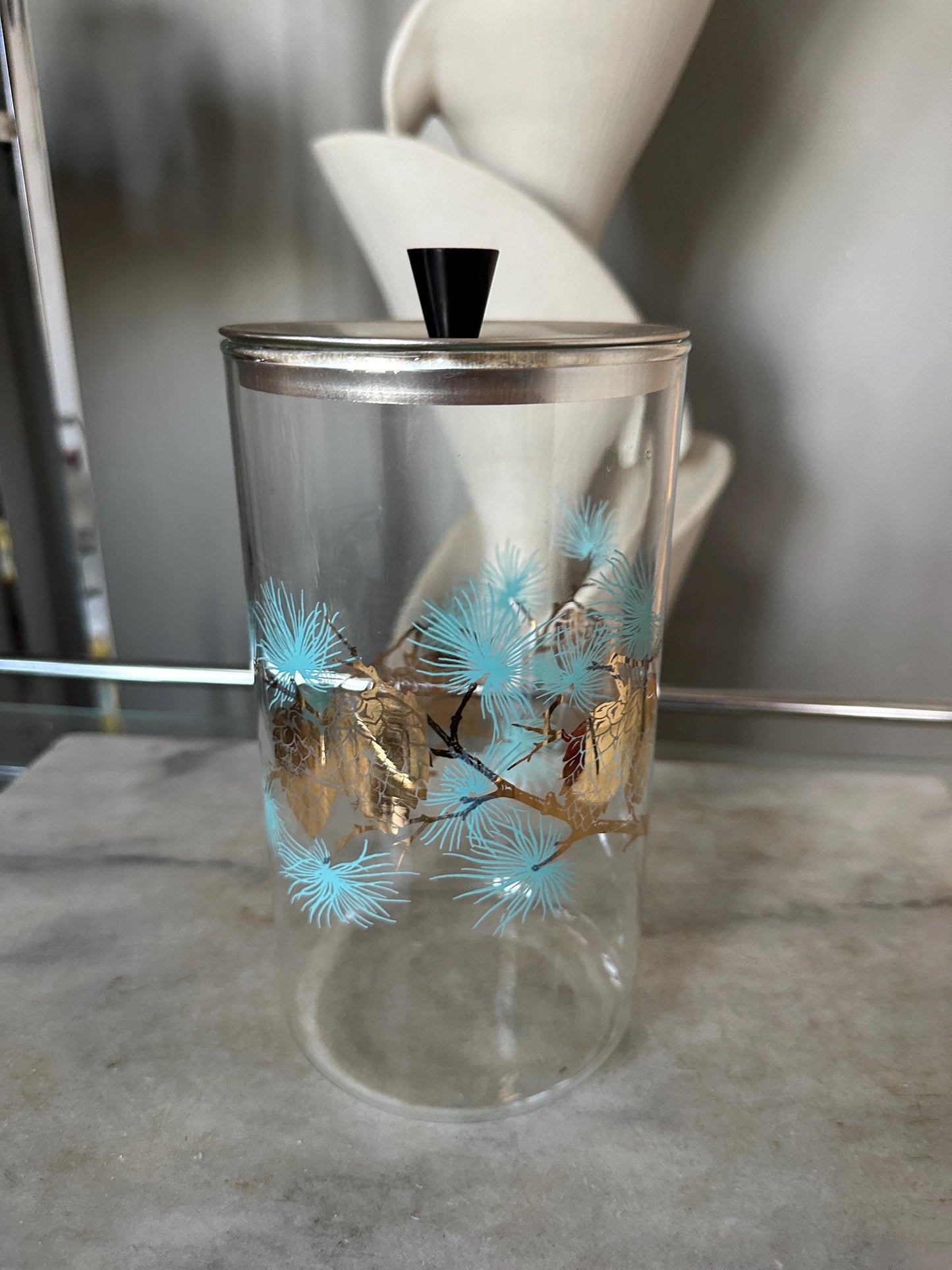Vintage David Douglas / Libbey Pinecone Canister – Mid-Century Modern Kitchen Storage