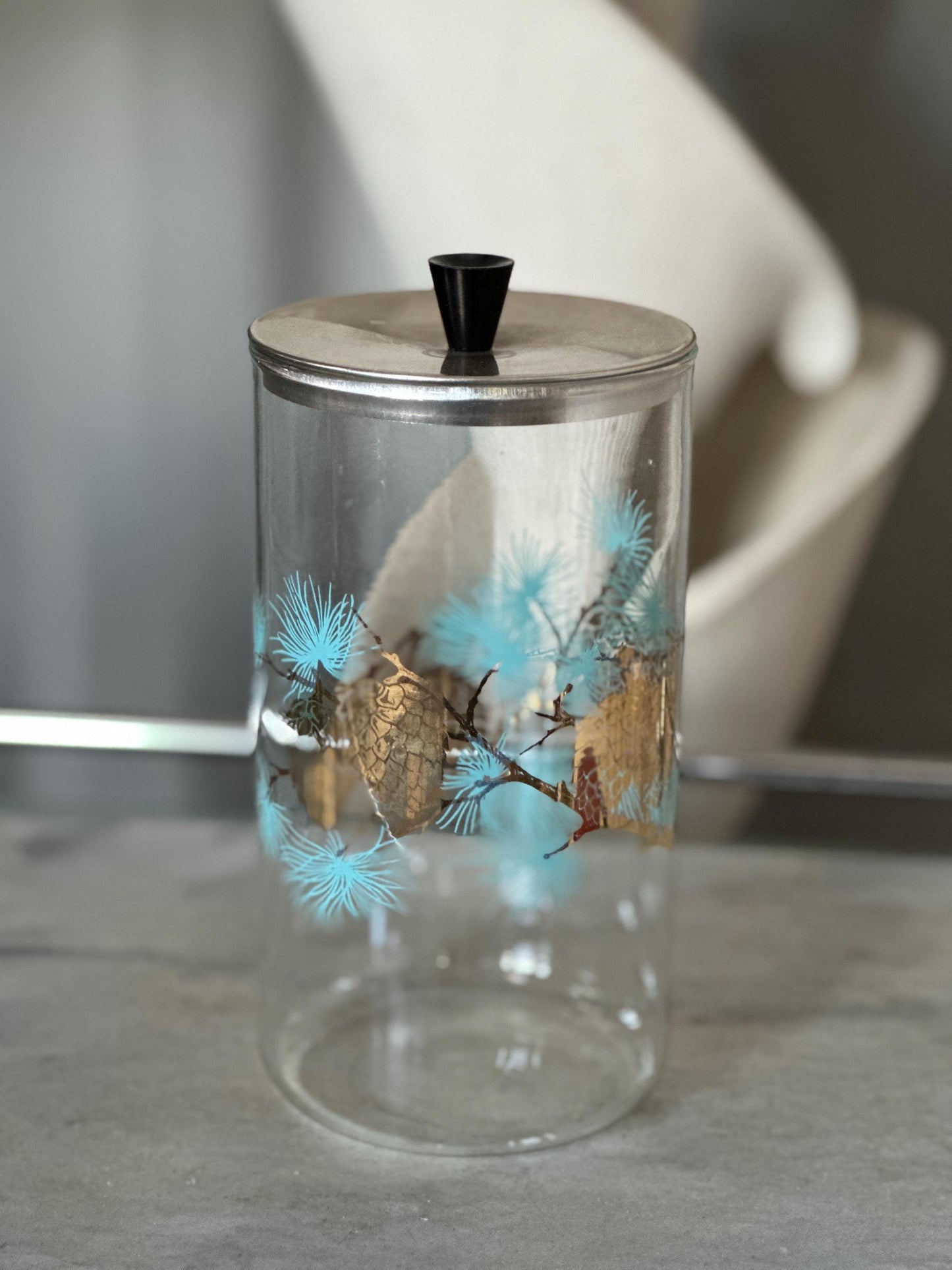 Vintage David Douglas / Libbey Pinecone Canister – Mid-Century Modern Kitchen Storage