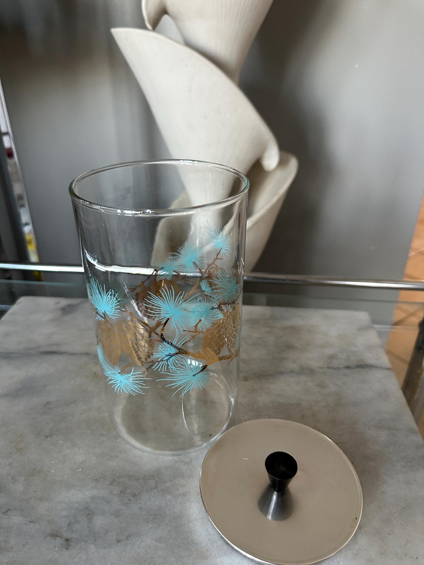 Vintage David Douglas / Libbey Pinecone Canister – Mid-Century Modern Kitchen Storage