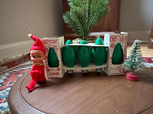 Vintage Westinghouse Green Christmas Light Bulbs, MCM Holiday Decor, NOS