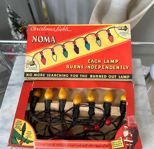 Vintage NOMA Christmas Light Strand – 1940s Working Xmas Lights, Original Box (3 Sets)
