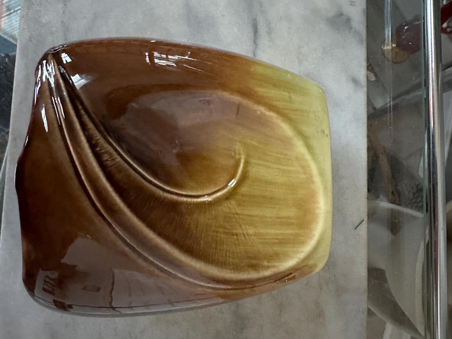 Vintage Royal Copley Brown & Green Planter Vase – 7″ × 6.5″ Mid-Century Ceramic Pottery