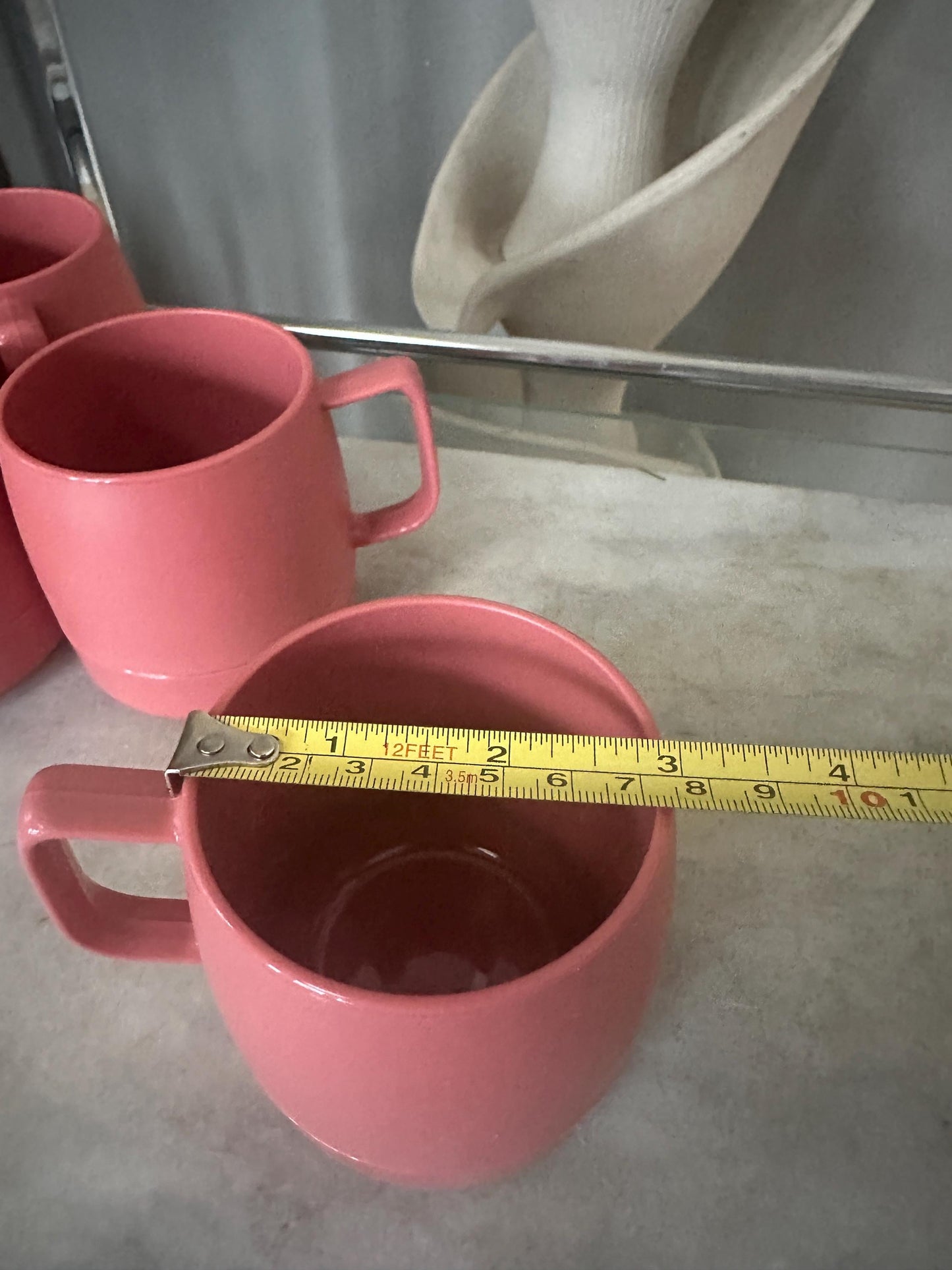 Vintage Dinex Stacking Mugs – Retro Mauve Plastic Cups, Set of 4