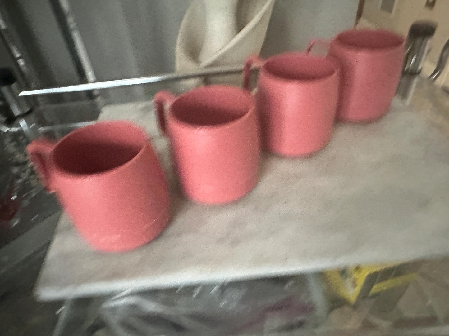 Vintage Dinex Stacking Mugs – Retro Mauve Plastic Cups, Set of 4