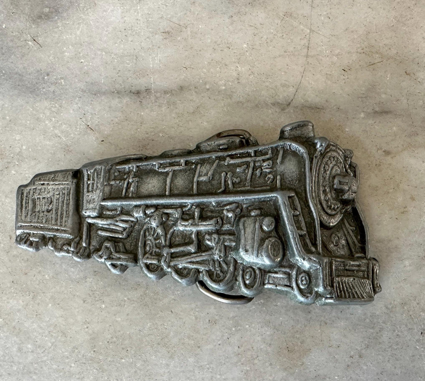 Vintage 1970s Pewter Train Belt Buckle: Steam Locomotive Design