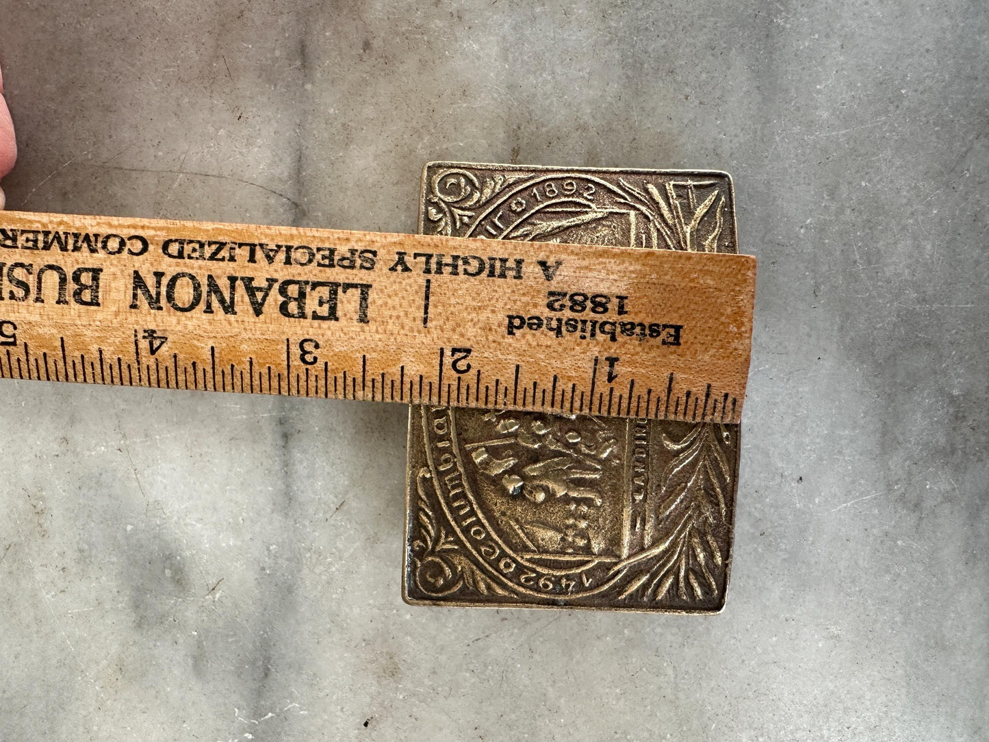 Brass 1492 Christopher Columbus America Explorer Spain 1970s Vintage Belt Buckle