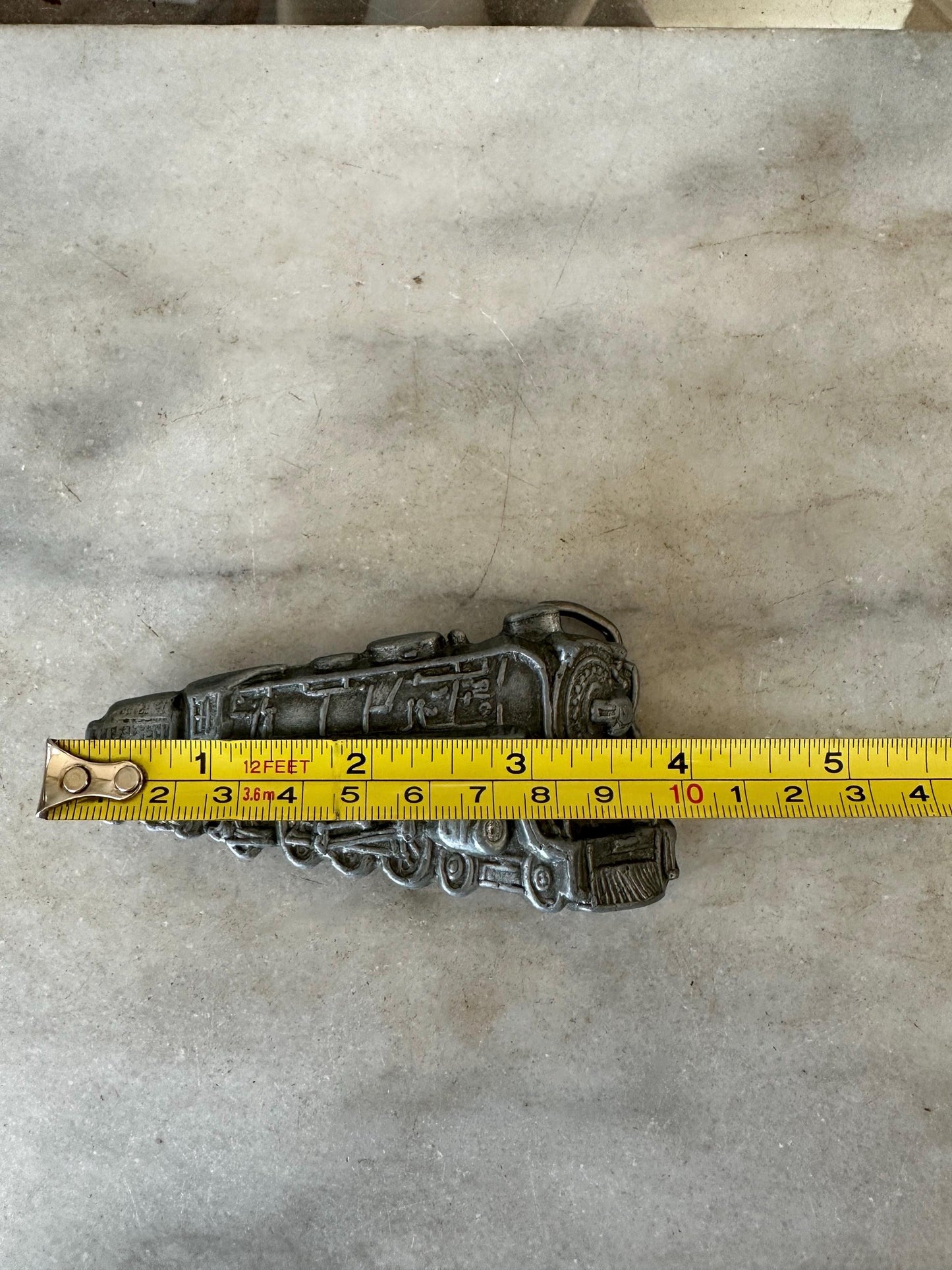 Vintage 1970s Pewter Train Belt Buckle: Steam Locomotive Design