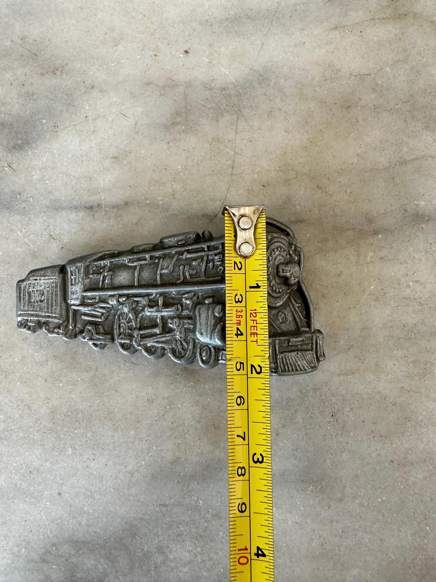 Vintage 1970s Pewter Train Belt Buckle: Steam Locomotive Design