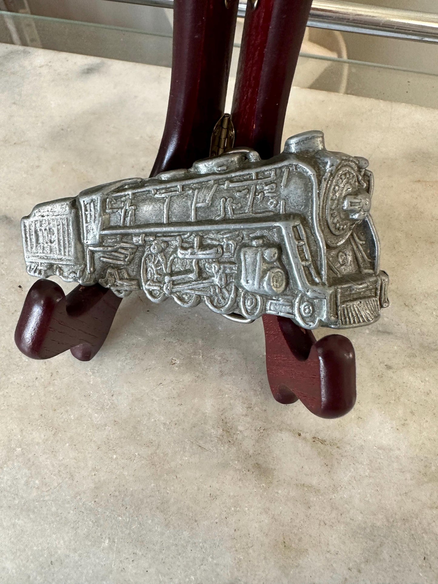 Vintage 1970s Pewter Train Belt Buckle: Steam Locomotive Design