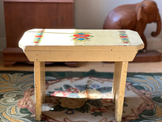 Vintage Shabby Chic Footstool | PA Dutch Decals | Shabby Chic Decor | Cottage Chic Decor | PA Dutch Decals | Pennsylvania Dutch Motif