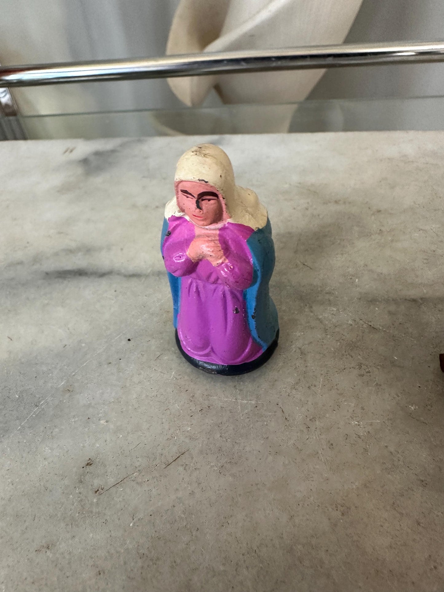 1960's JAPAN Mache Christmas Nativity - Mary Joseph Baby Jesus Lamb Manger